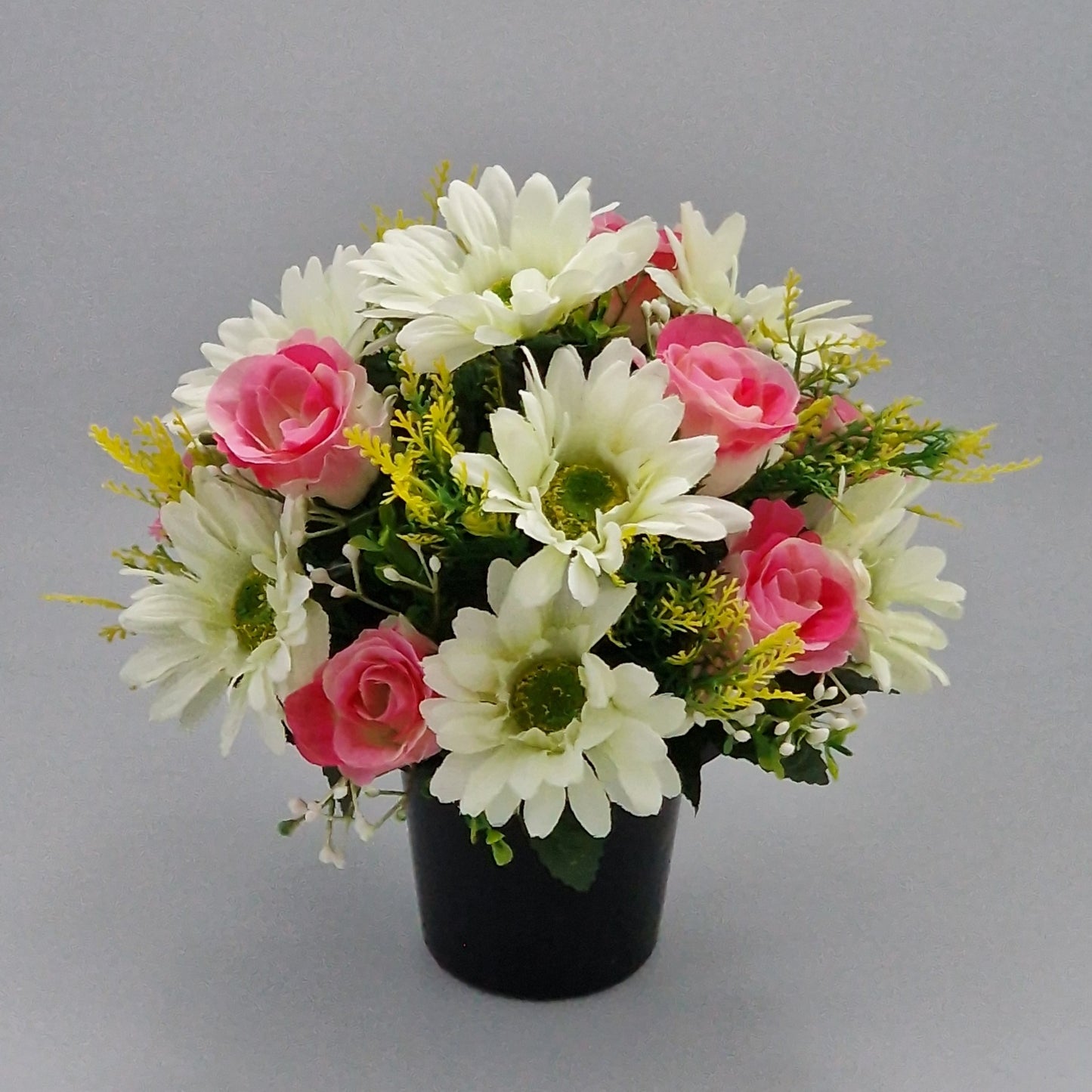 Artificial/Silk flower Memorial Arrangement Rosebud & Gerbera Pink