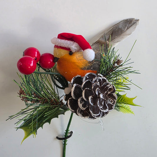 Christmas Robin Pick With Pine Cone