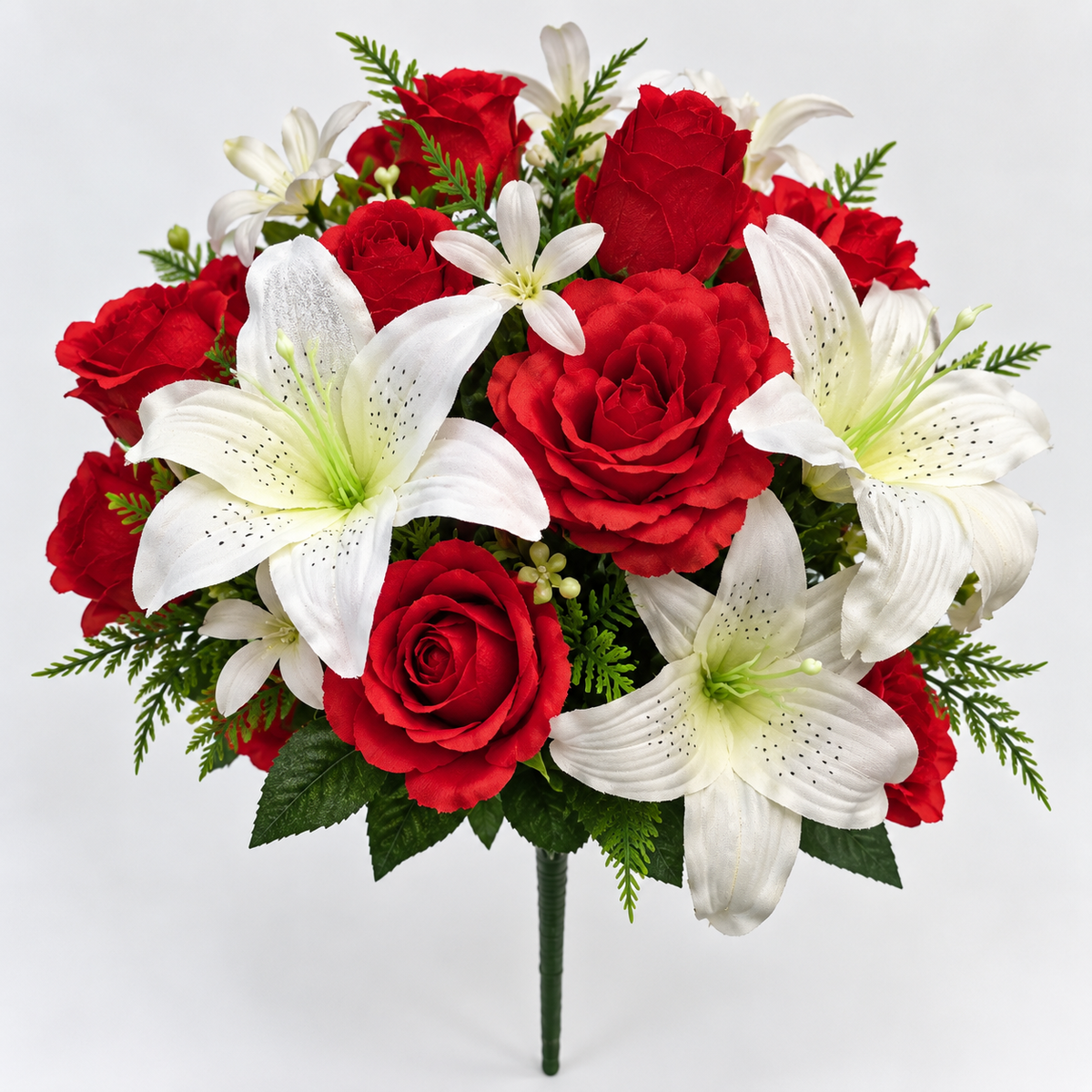 Luxury red and white Christmas artificial flower bouquet 46cm