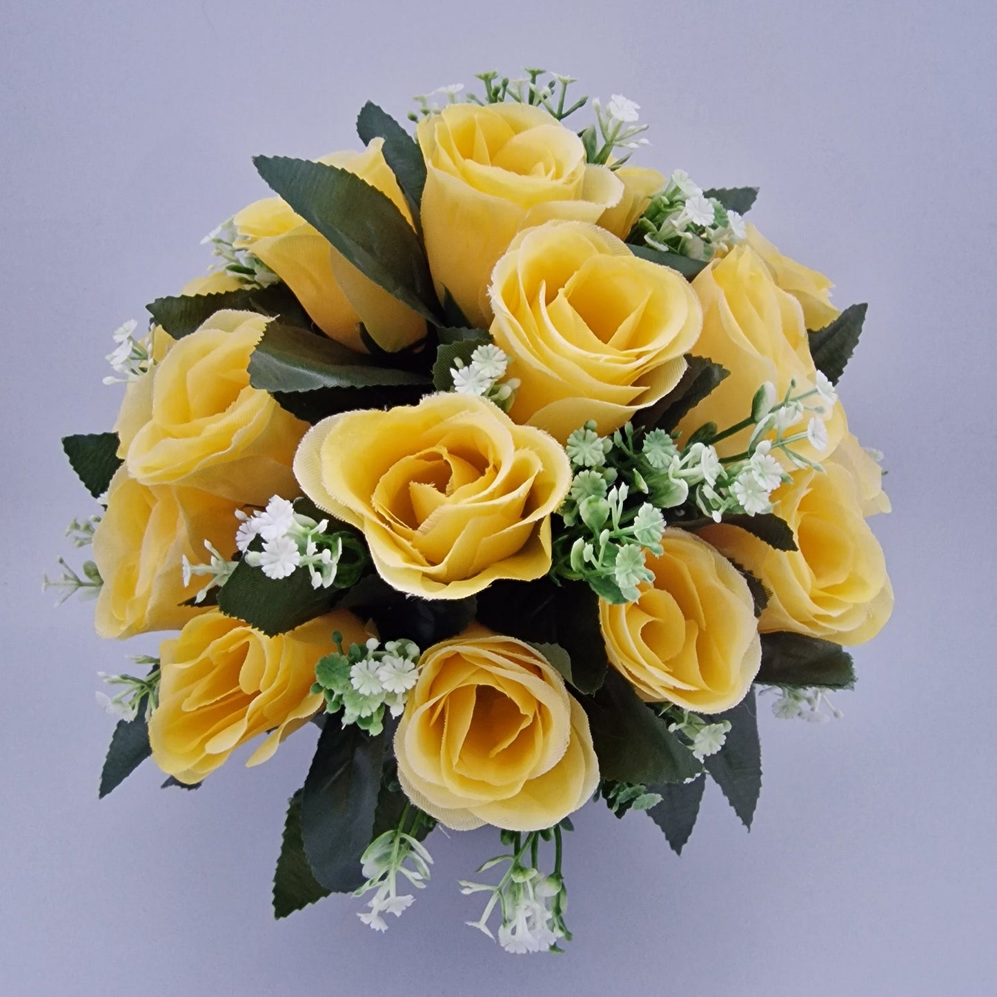 Artificial Silk flower Grave Arrangement in Memorial Crem pot - 24 Rose Heads - Amor Flowers