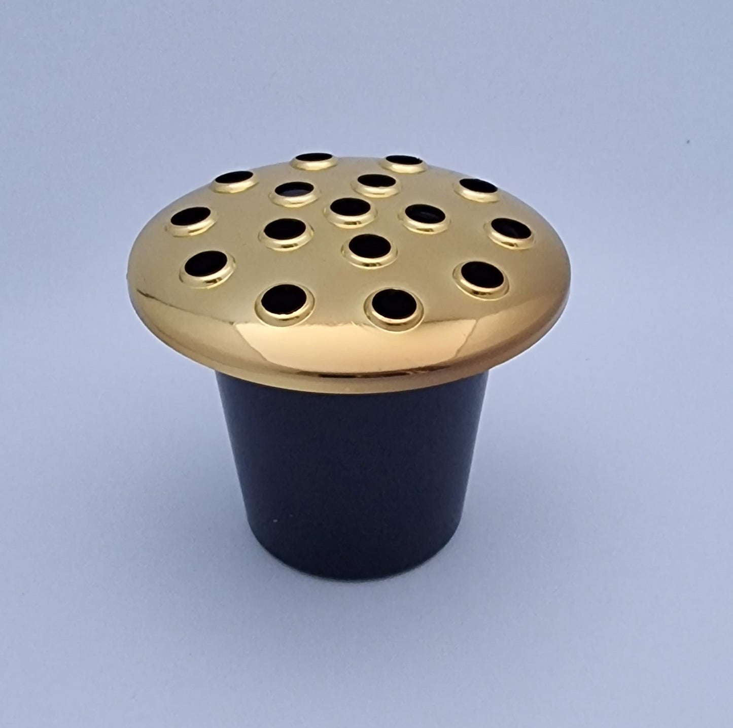 Black Plastic Grave Vase With Gold Lid fits most standard Funeral Memorials - Amor Flowers