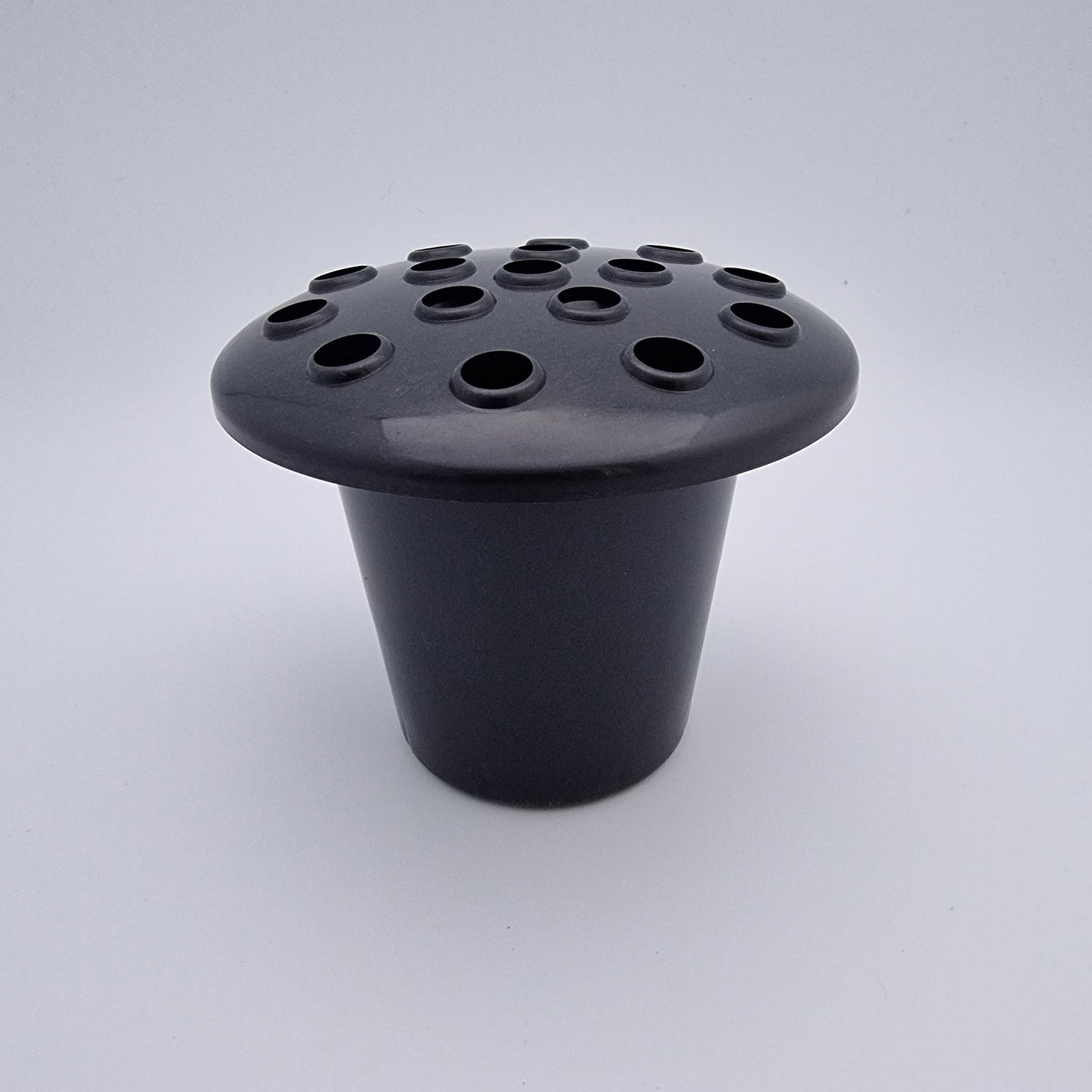 Black Plastic Grave Vase With Lid fits most standard Funeral Memorials - Amor Flowers