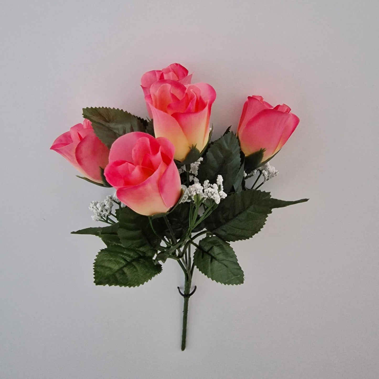 Rose Bud Rose Bud Bush with Gyp and 5 Heads - Amor Flowers