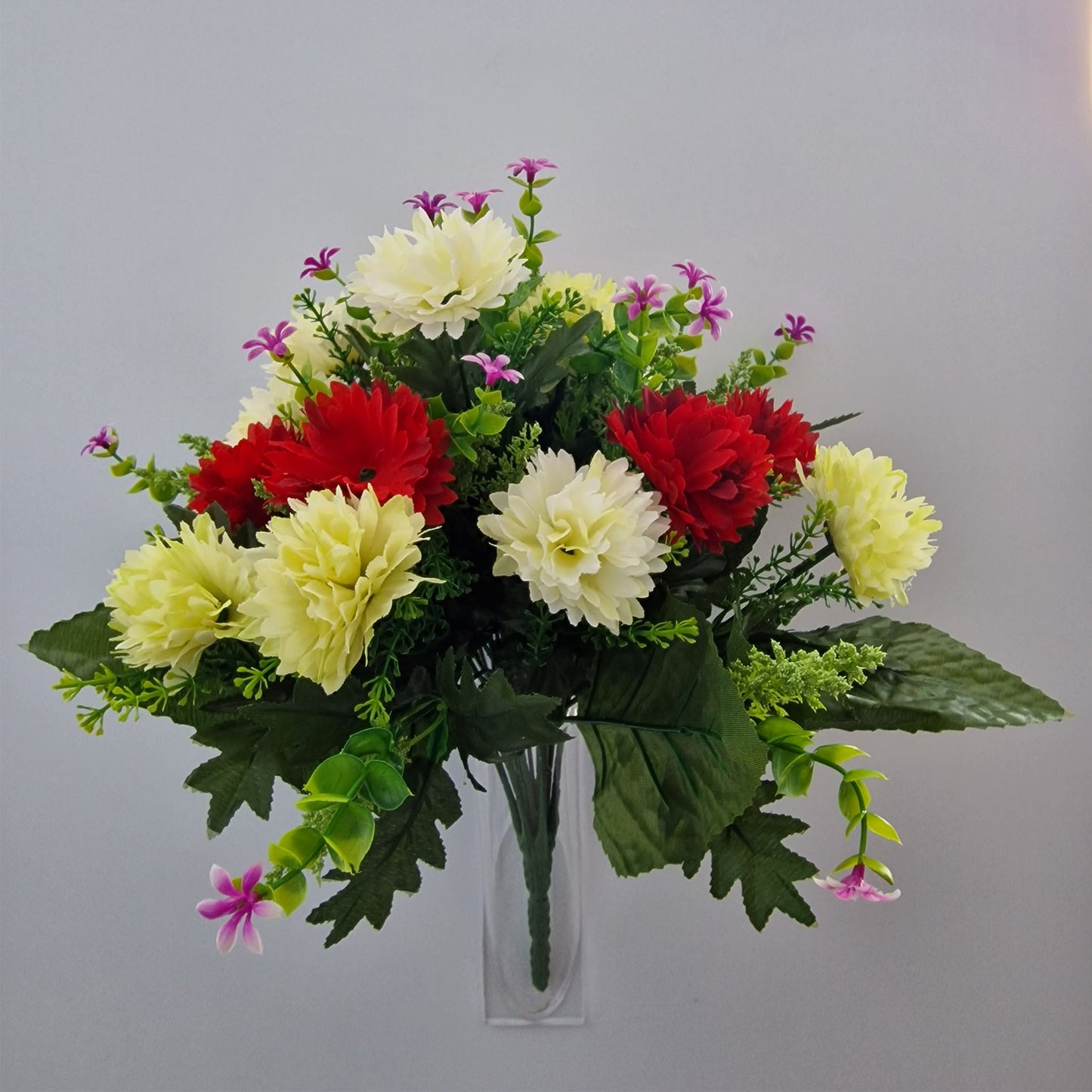 Spikey Chrysanthemum with Foliage Artificial Flower Mix - Amor Flowers