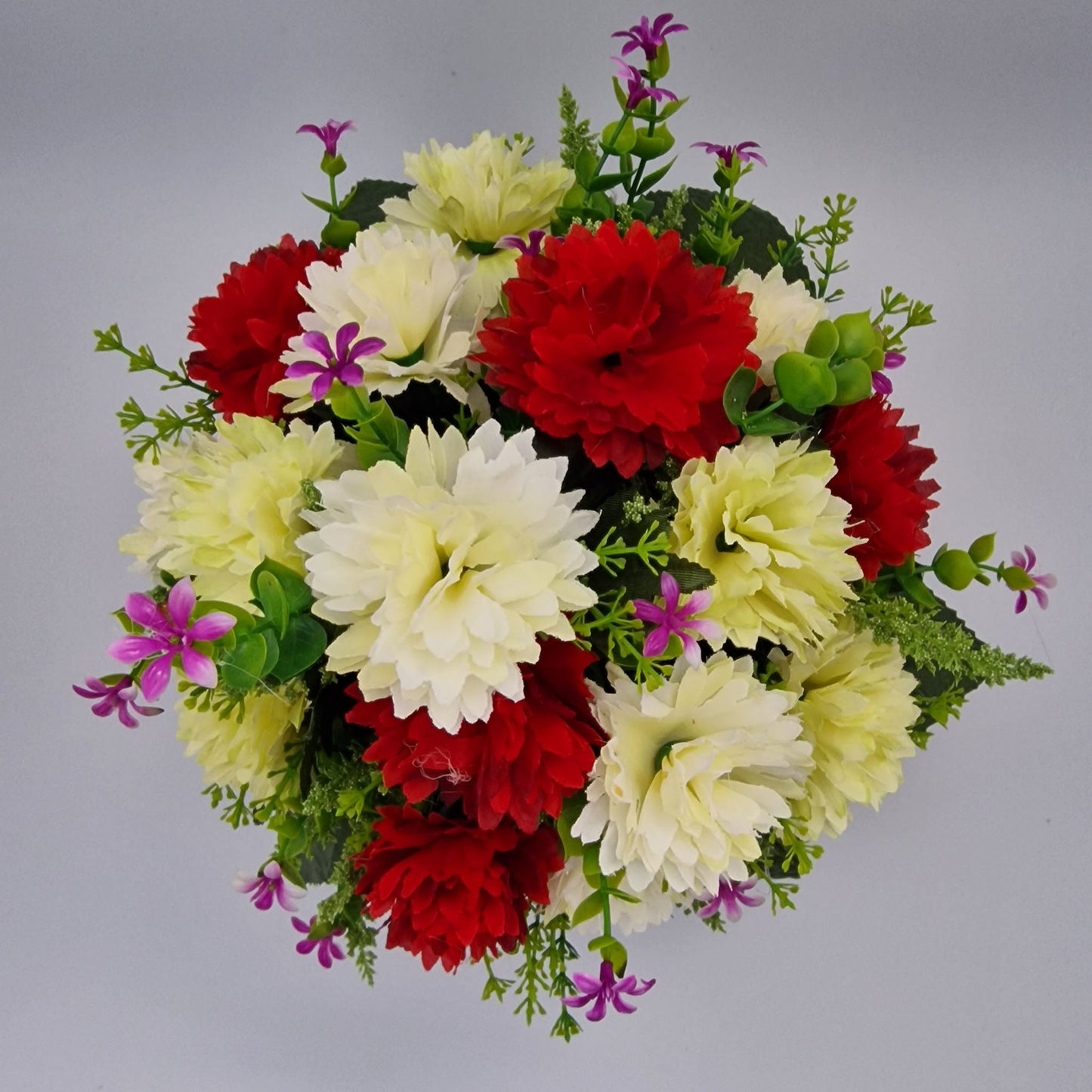 Spikey Chrysanthemum with Foliage Memorial Pot/ Grave Vase - Amor Flowers