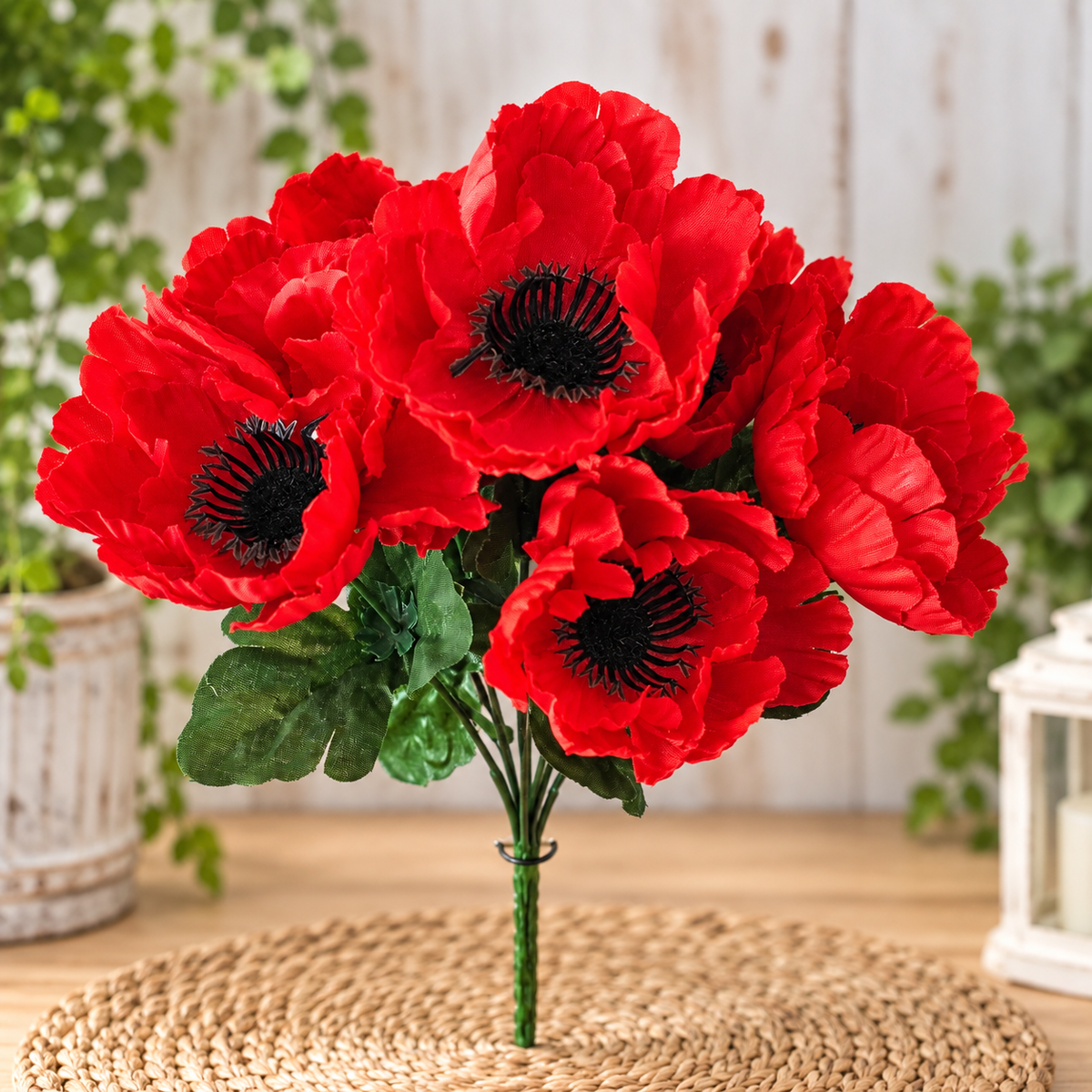 Artificial red poppy £2 a bunch - main image