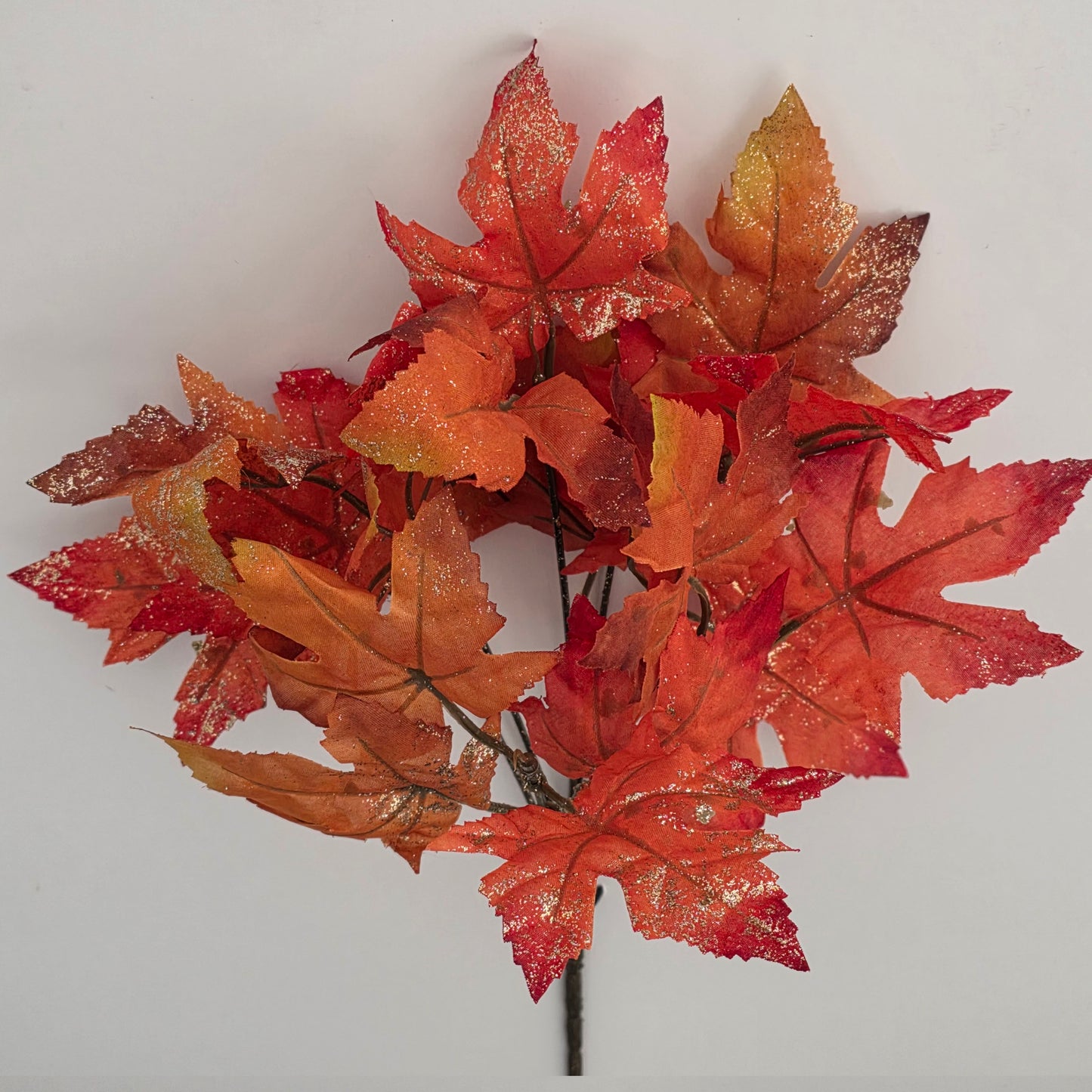 Artificial Glitter Maple Leaf Spray