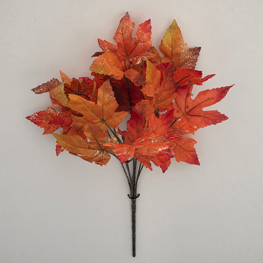 Artificial Glitter Maple Leaf Spray