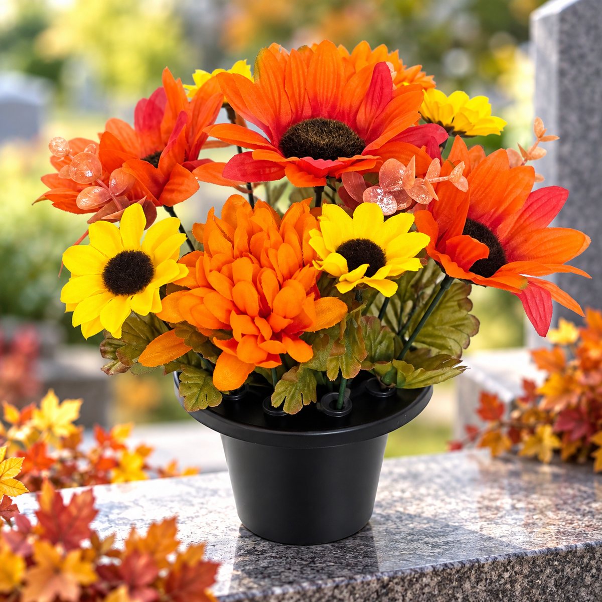 Autumn Memorial Pot - Orange and Yellow