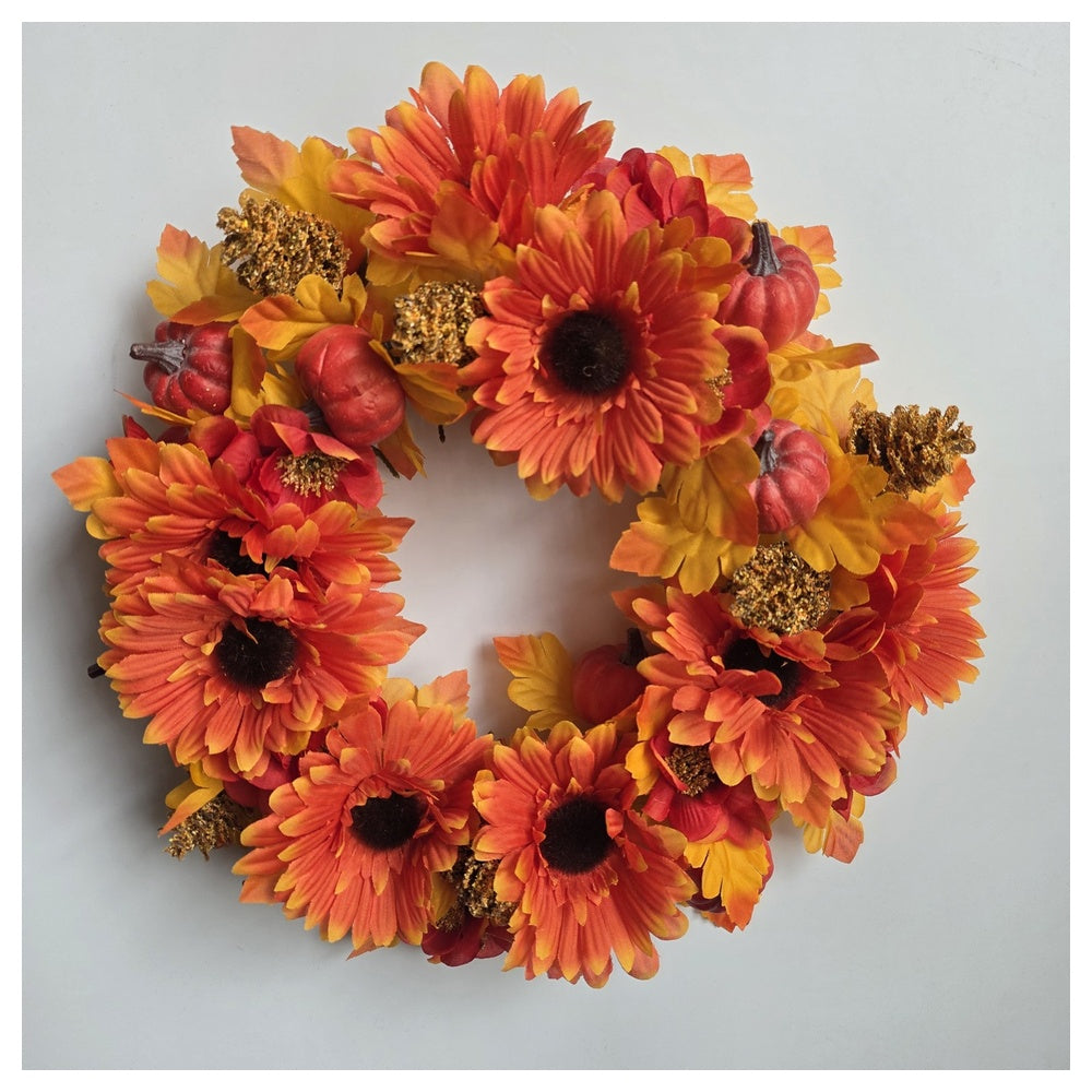 Autumn Pumpkin and Sunflower Artificial Wreath