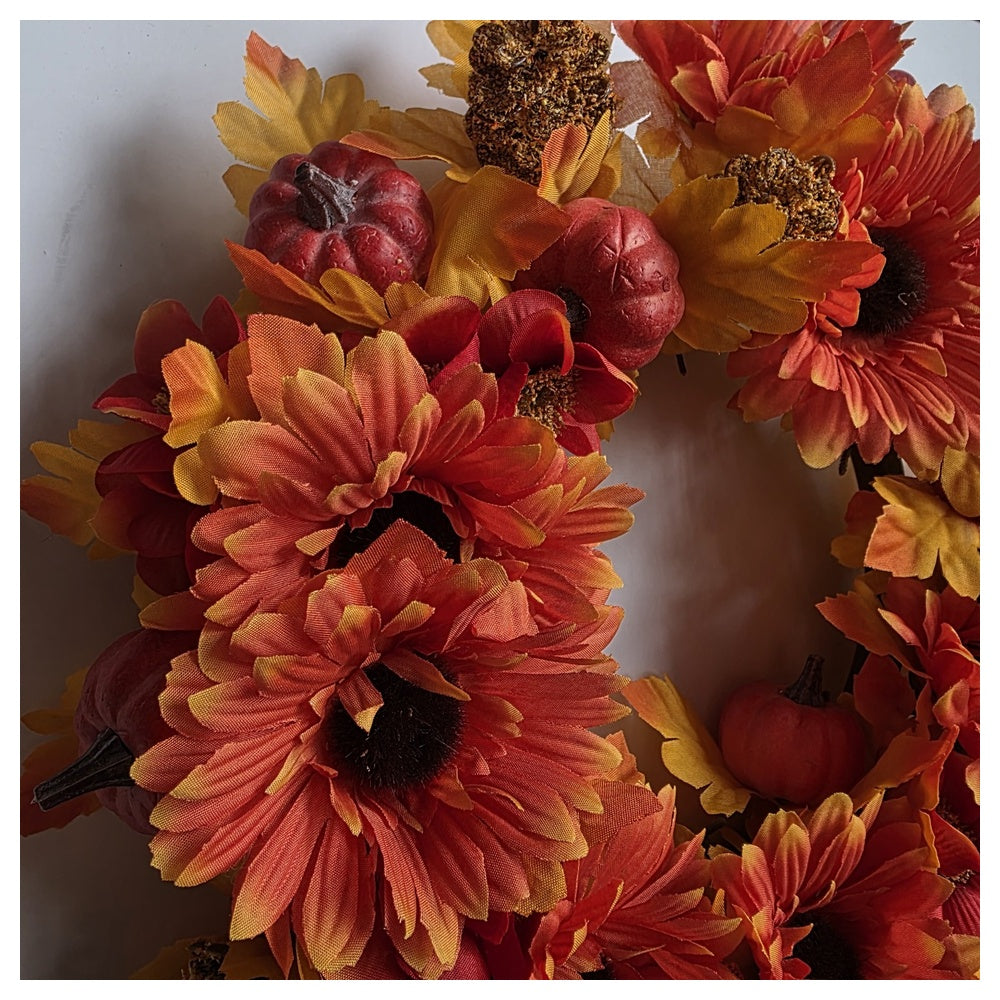 Autumn Pumpkin and Sunflower Artificial Wreath