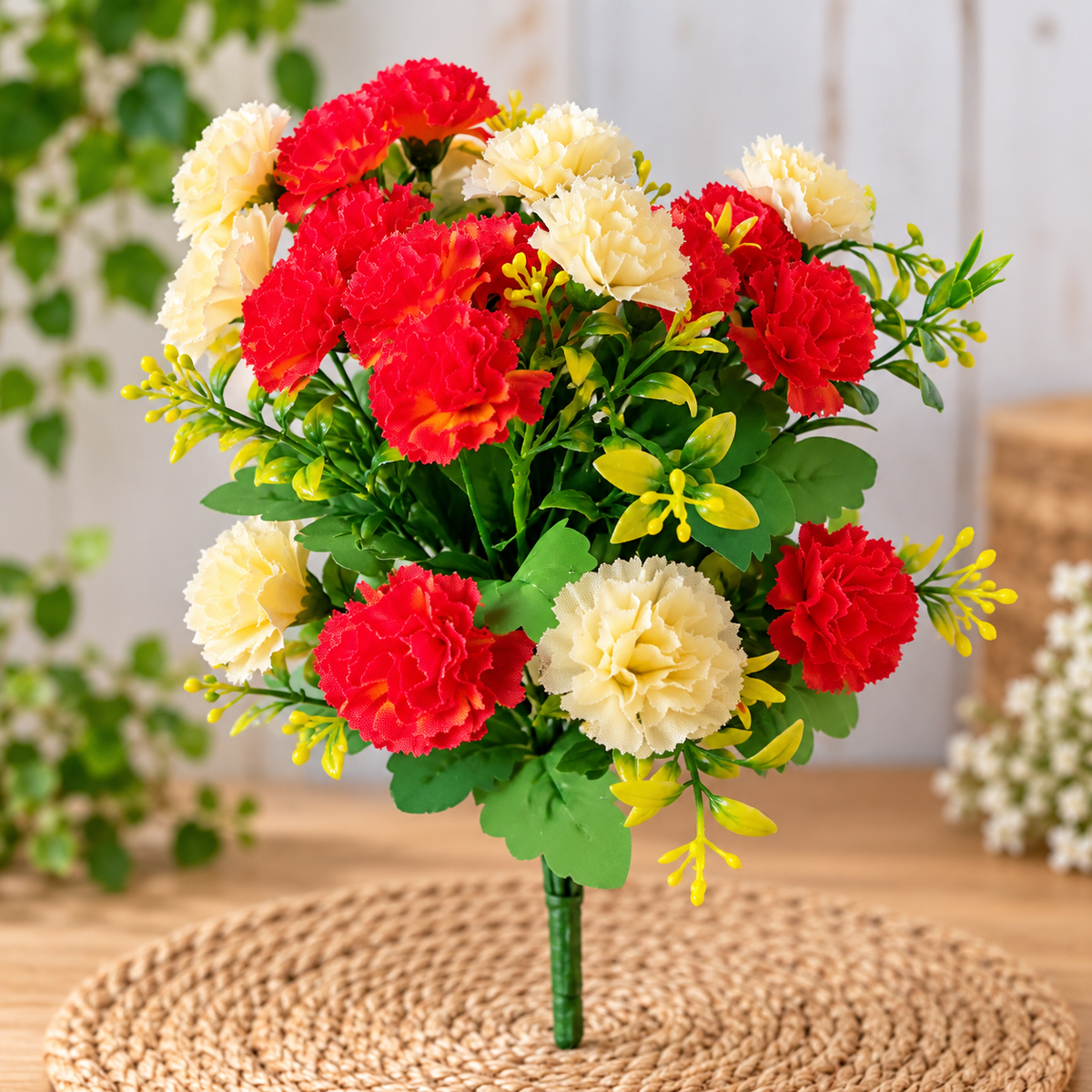 Artificial mini carnation flower bunch - main product image