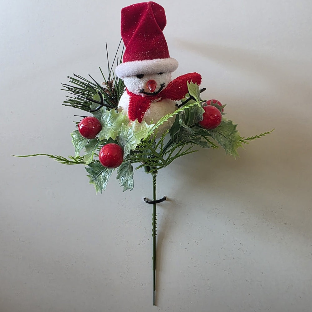 Christmas Snowman artificial floral pick