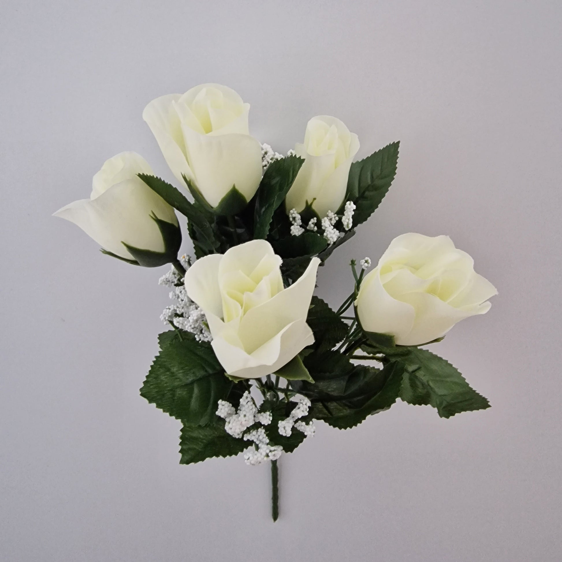 Rose Bud Rose Bud Bush with Gyp and 5 Heads - Amor Flowers
