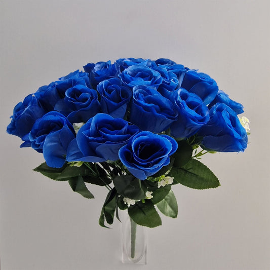 24 Head Large Rose Bouquet in Blue - Amor Flowers