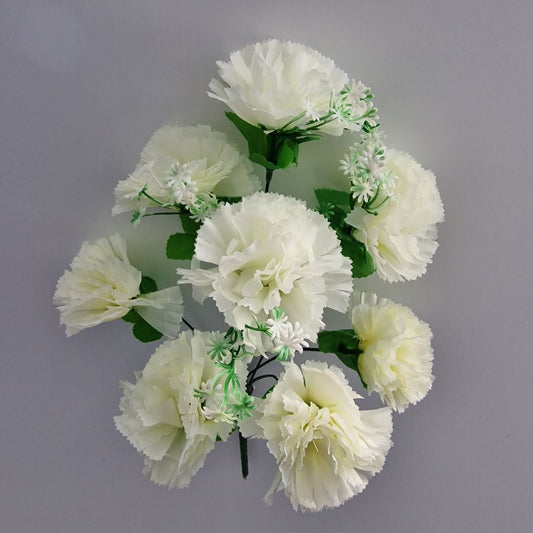 Artificial Carnations in Ivory 8 Head - Amor Flowers