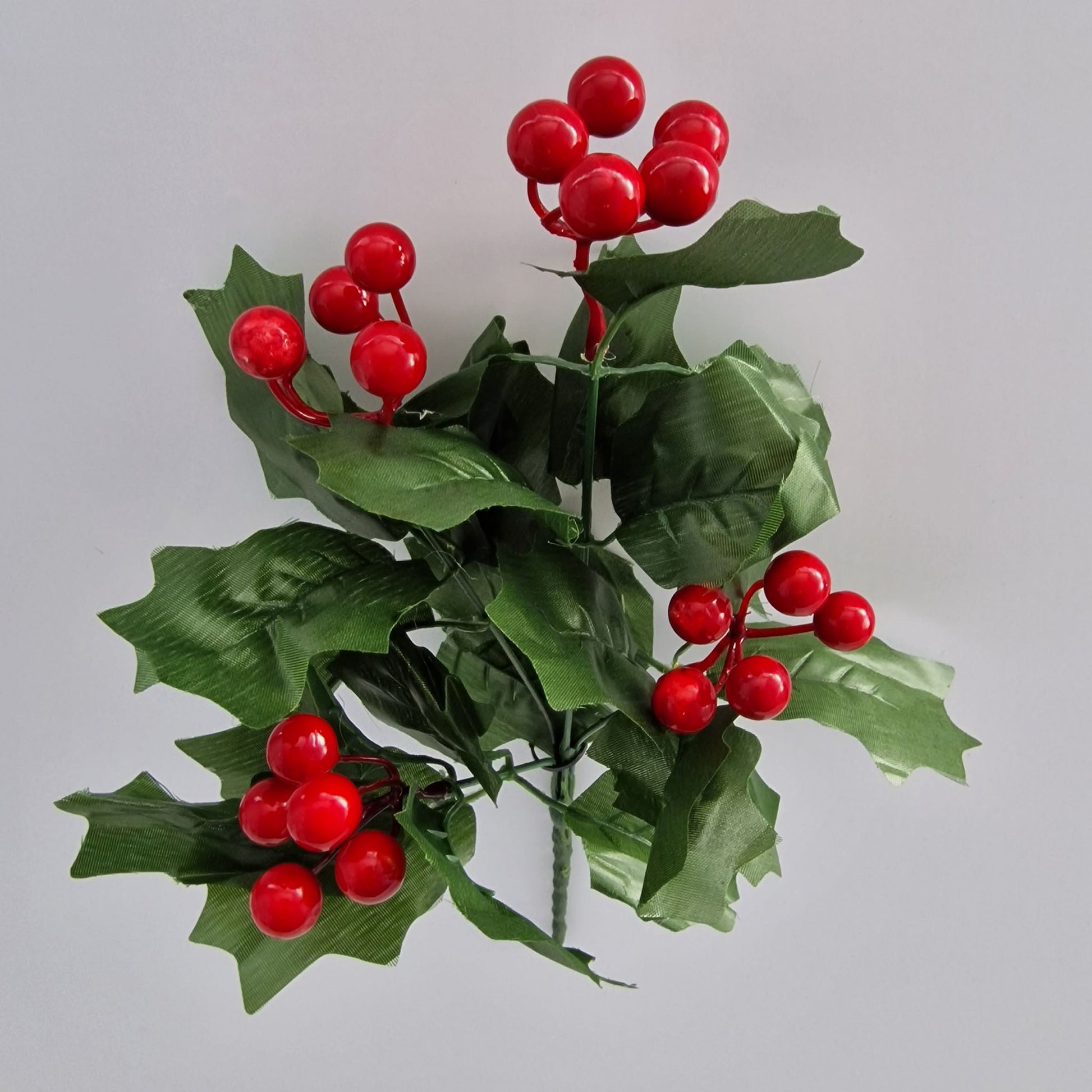 Artificial Holly Leaves and Berries Christmas Bush - Amor Flowers