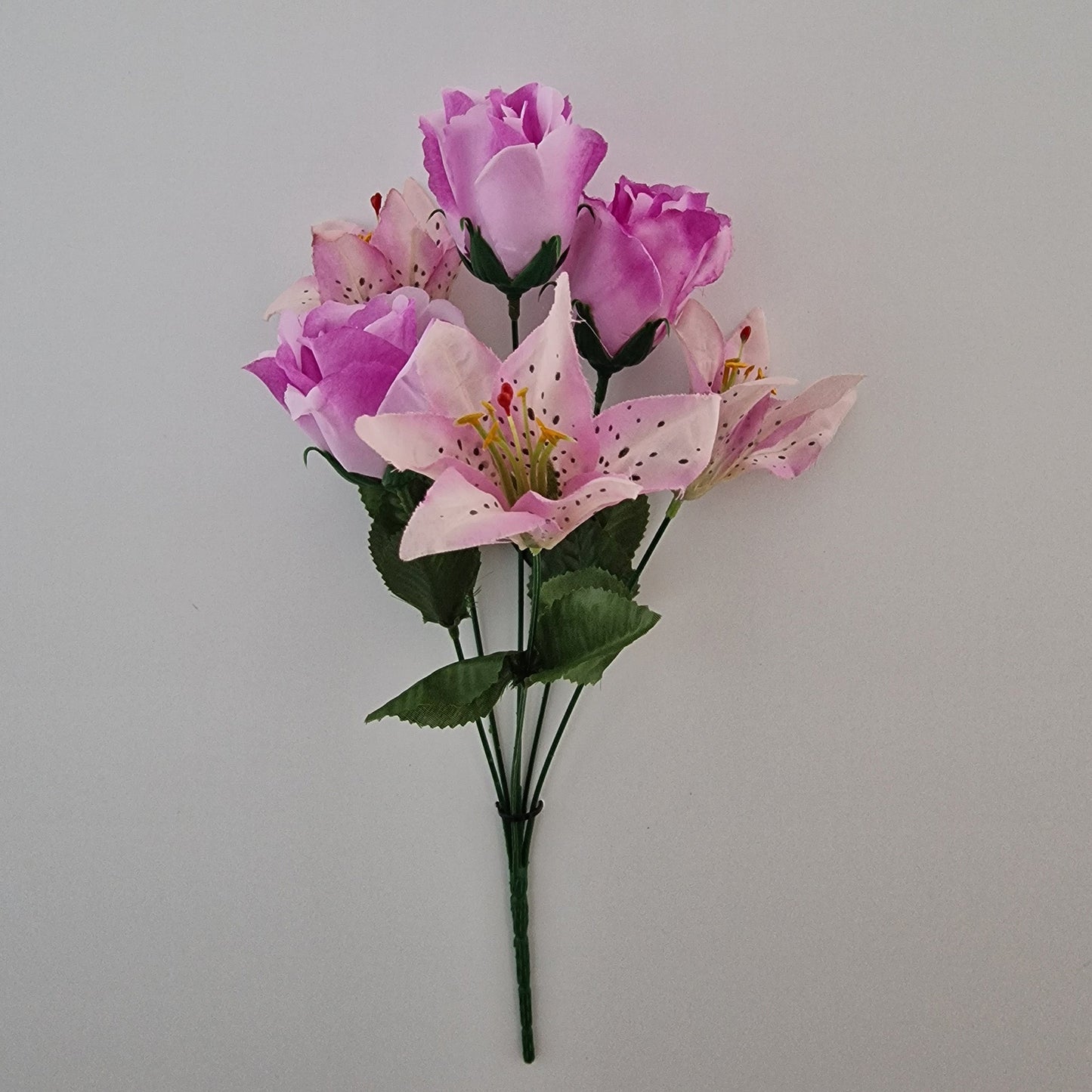 Artificial Rose & Lily Bouquet 6 Different Colours to Choose - Amor Flowers
