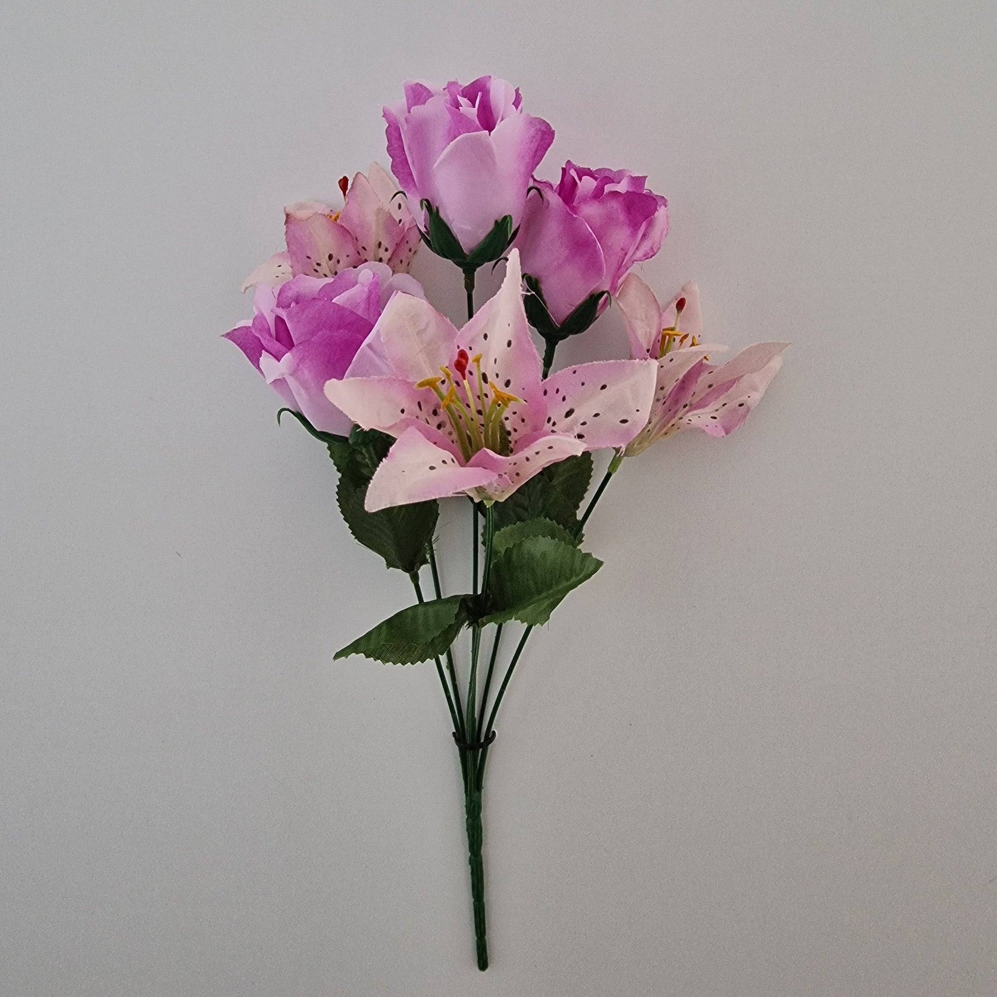 Artificial Rose & Lily Bouquet 6 Different Colours to Choose - Amor Flowers