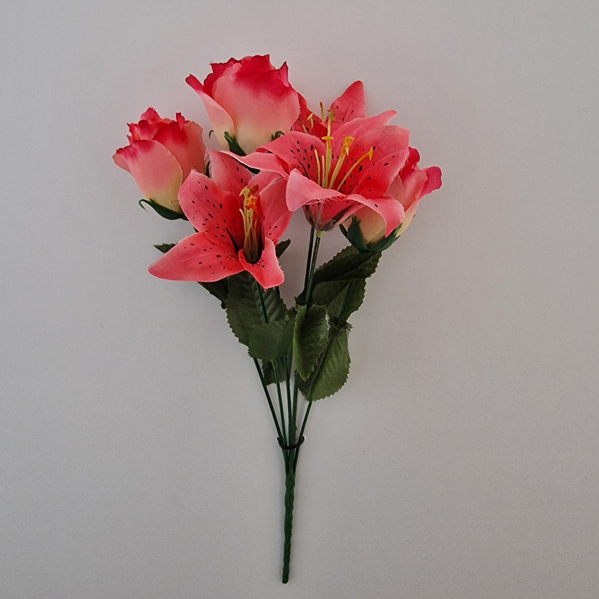 Artificial Rose & Lily Bouquet 6 Different Colours to Choose - Amor Flowers
