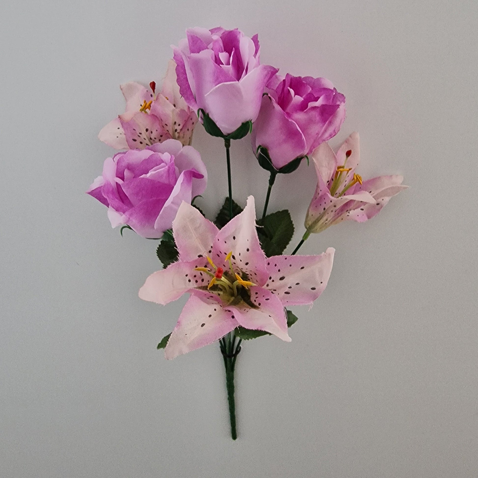 Artificial Rose & Lily Bouquet 6 Different Colours to Choose - Amor Flowers