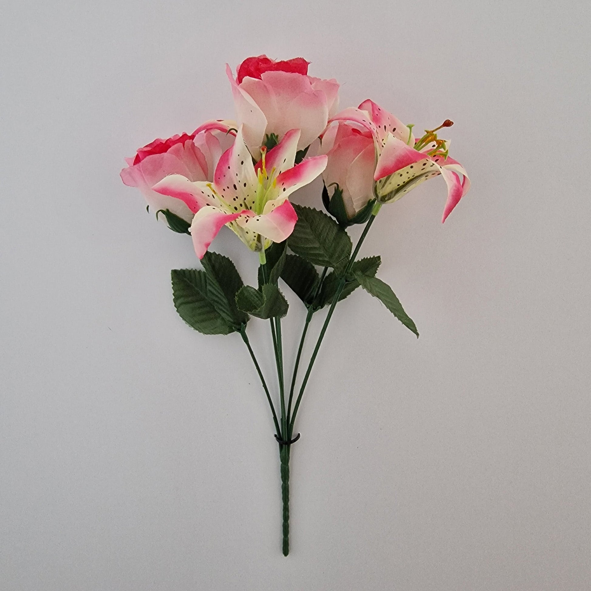 Artificial Rose & Lily Bouquet 6 Different Colours to Choose - Amor Flowers