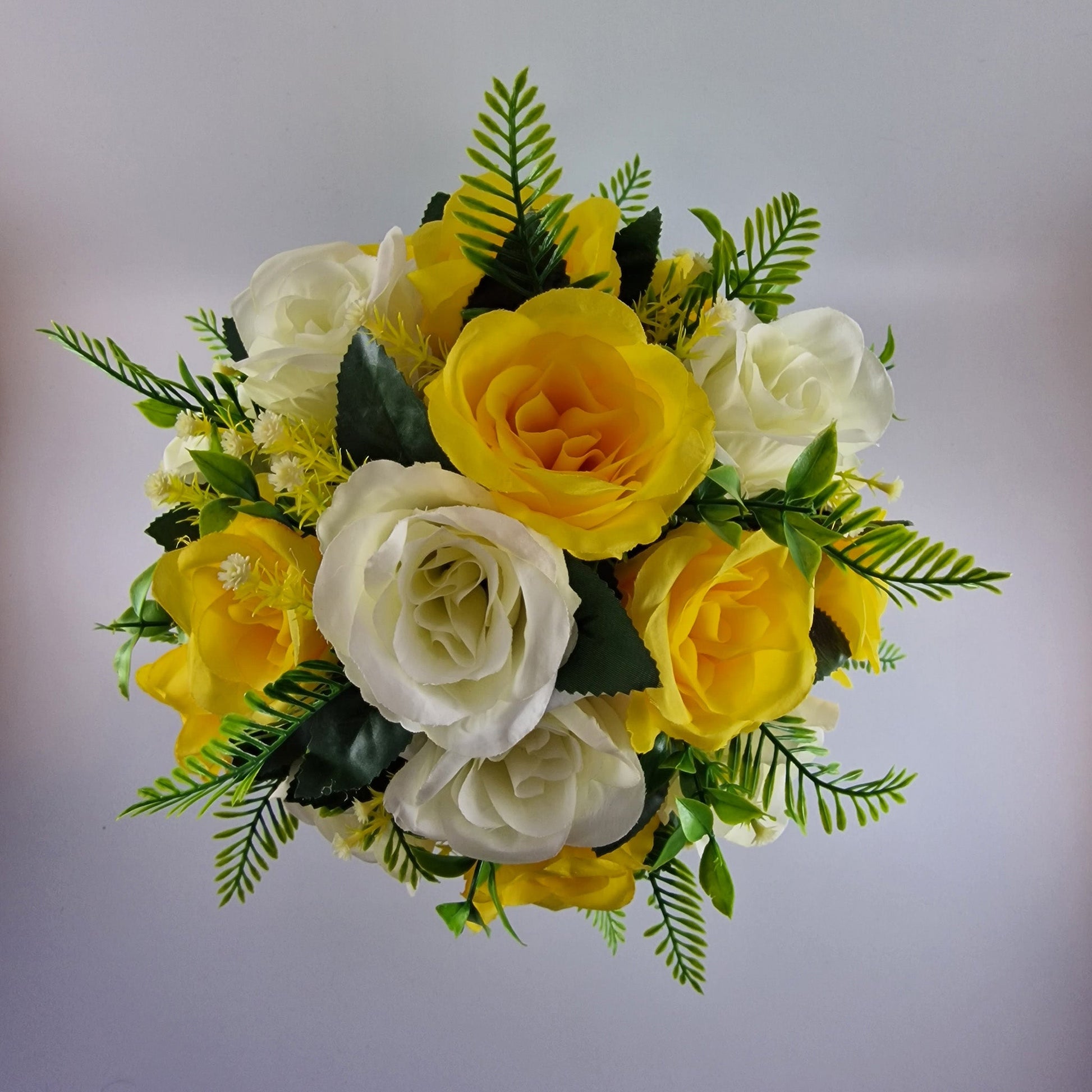 Artificial Arrangement Yellow Open Rose Memorial Tribute Amor Flowers