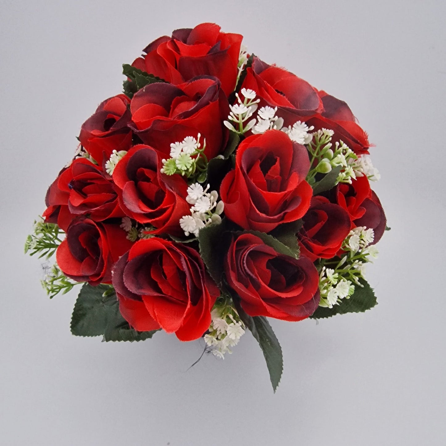 Artificial Silk flower Grave Arrangement in Memorial Crem pot - 24 Rose Heads - Amor Flowers