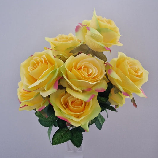 Beautiful Large Open Rose Bouquet in Yellow 12 Stems Amor Flowers - Amor Flowers