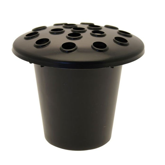 Black Plastic Grave Vase With Lid fits most standard Funeral Memorials - Amor Flowers