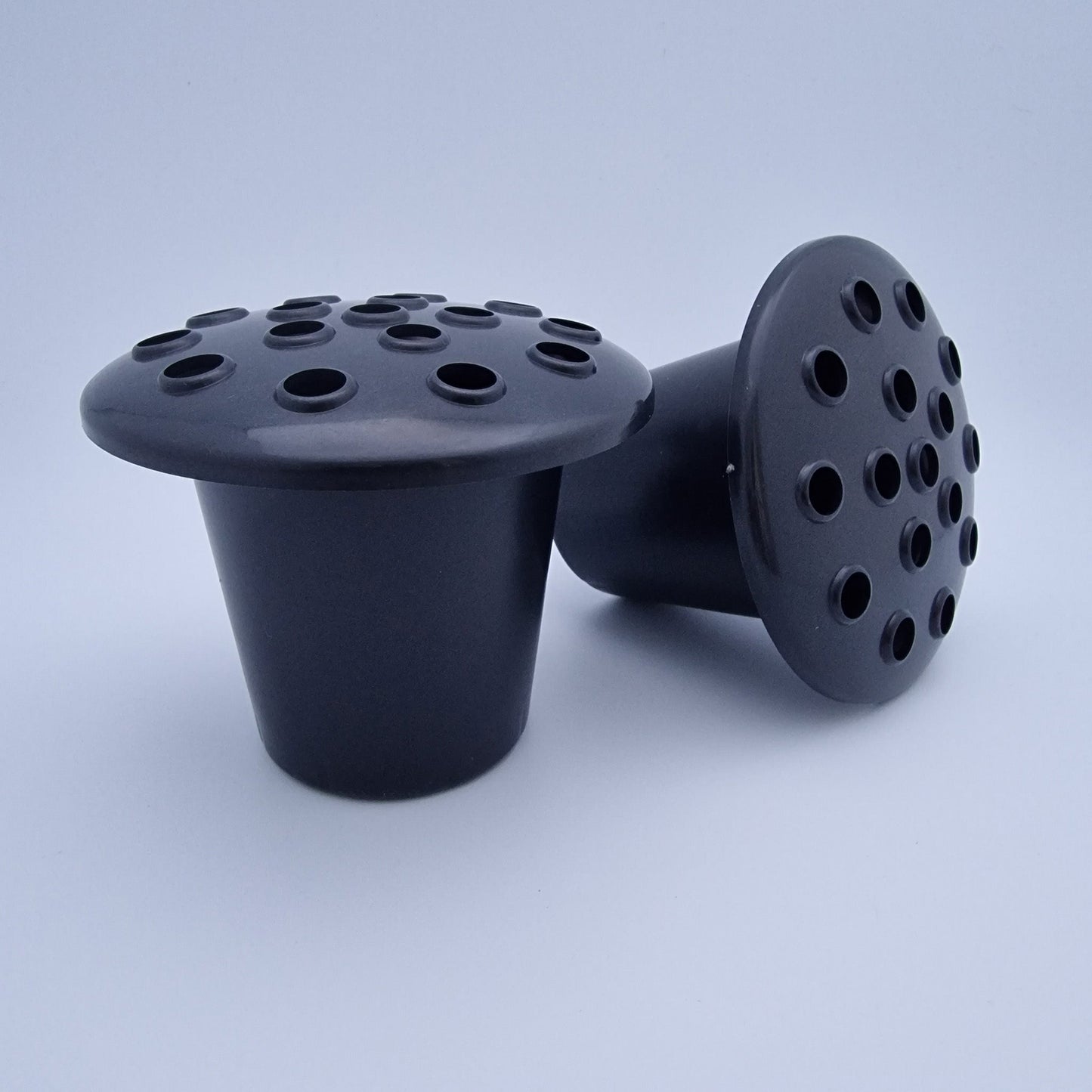 Black Plastic Grave Vase With Lid fits most standard Funeral Memorials - Amor Flowers