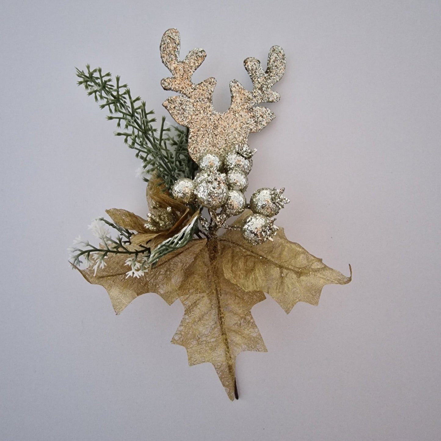 Christmas Gold Glitter Reindeer Pick - Amor Flowers