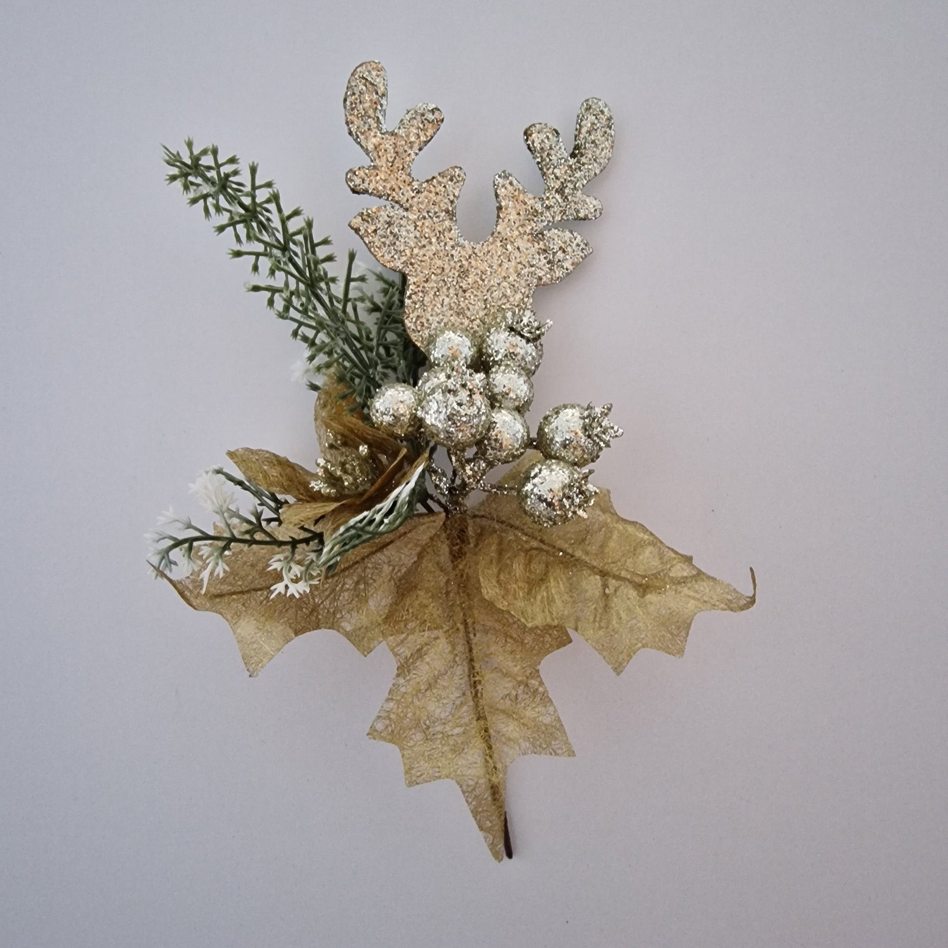 Christmas Gold Glitter Reindeer Pick - Amor Flowers