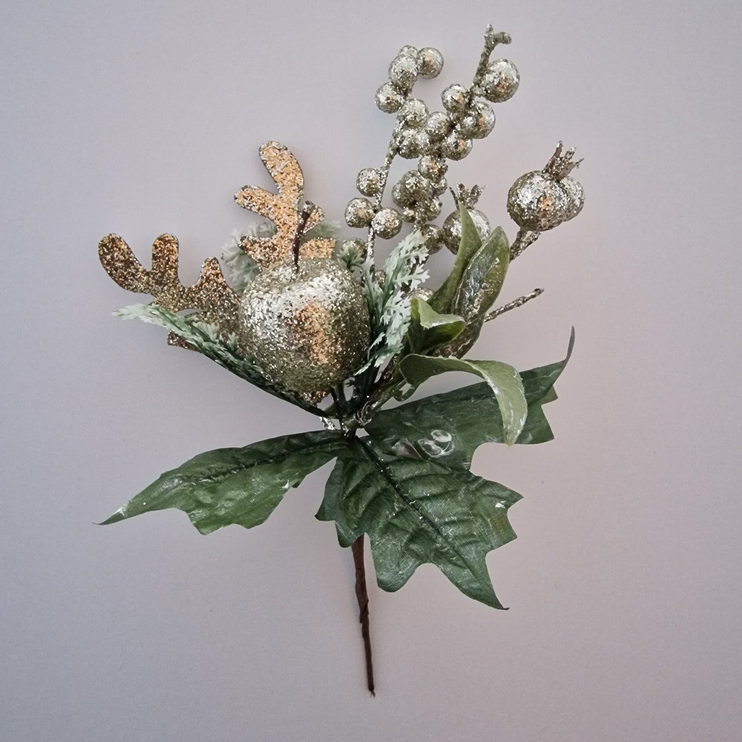 Christmas Gold Glitter Reindeer Pick - Amor Flowers