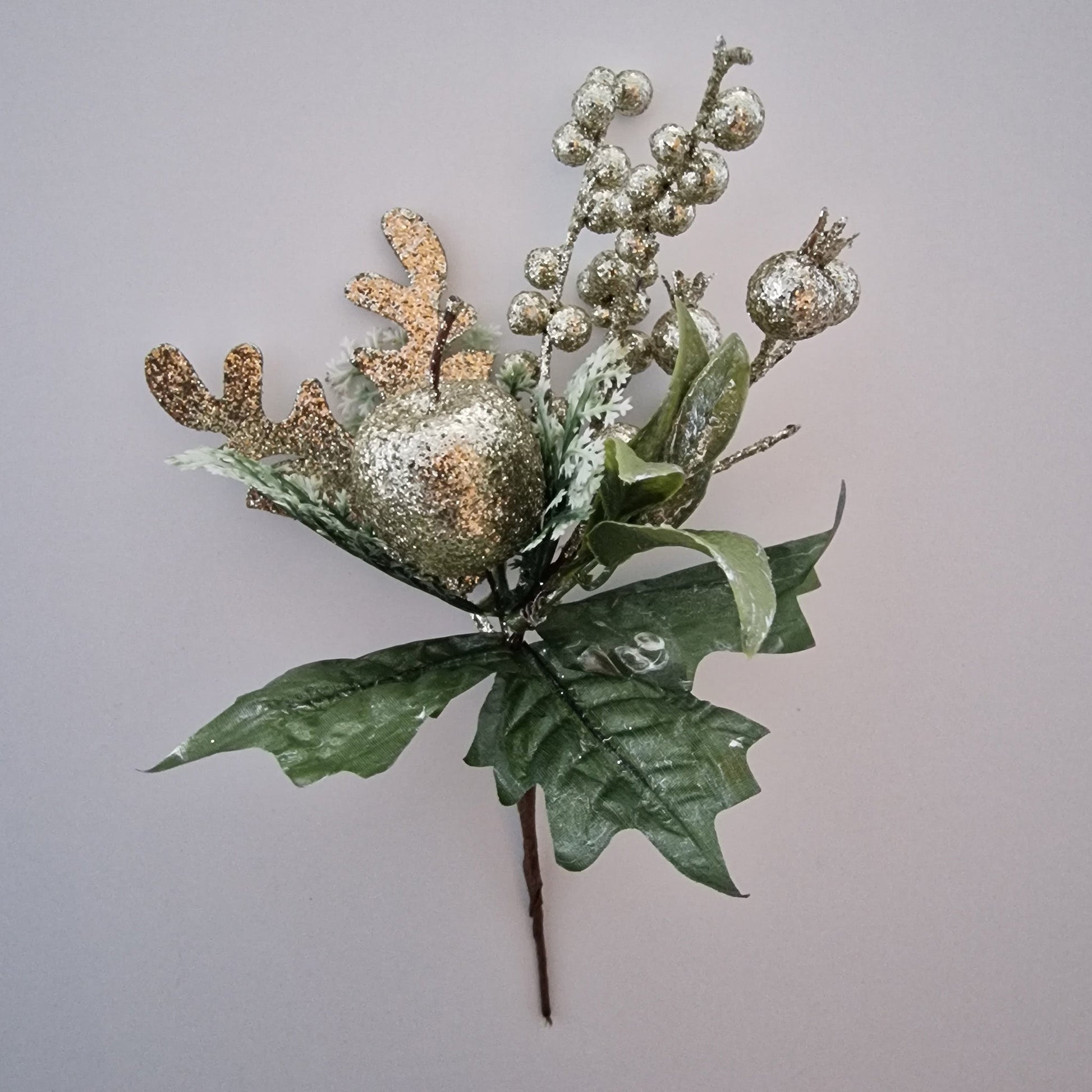 Christmas Gold Glitter Reindeer Pick - Amor Flowers