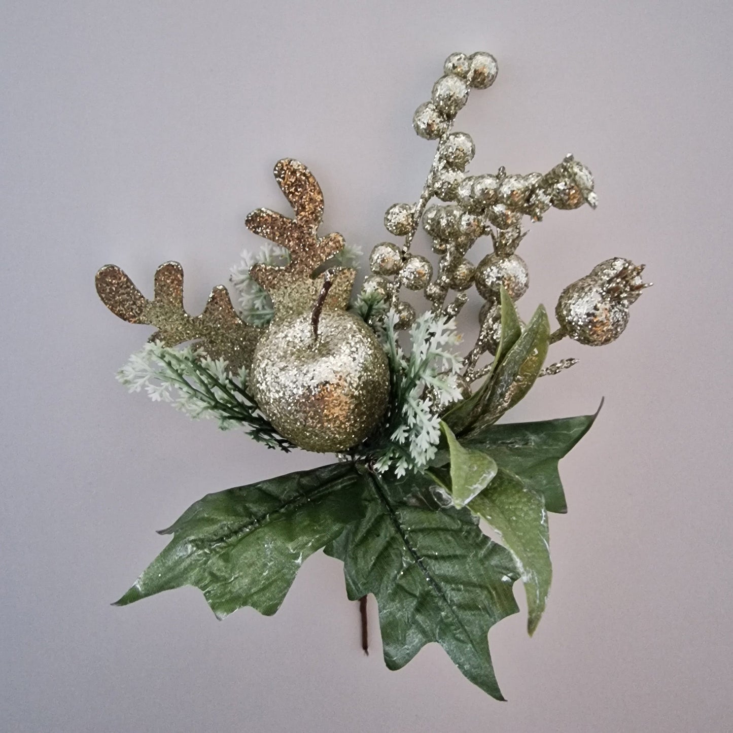 Christmas Gold Glitter Reindeer Pick - Amor Flowers