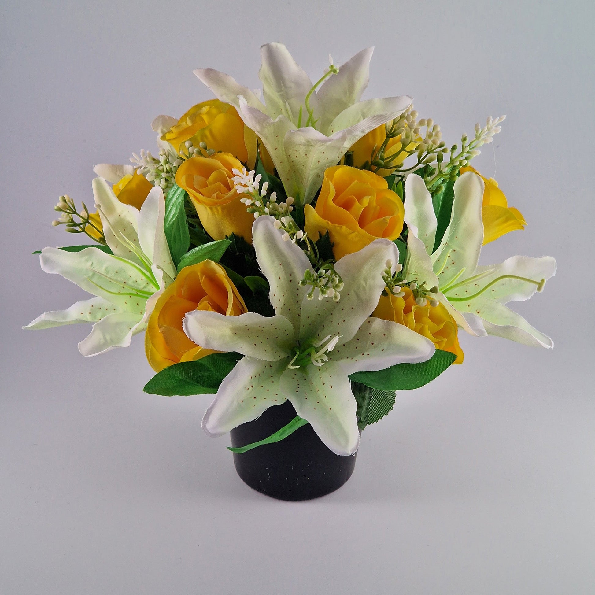Large Rose and Lily Memorial Pot in 8 Different Colours - Amor Flowers