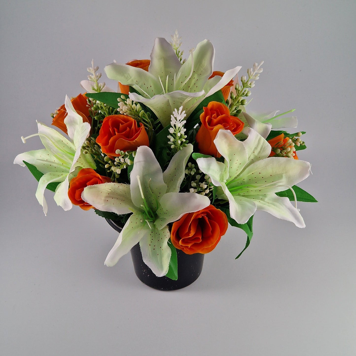 Large Rose and Lily Memorial Pot in 8 Different Colours - Amor Flowers