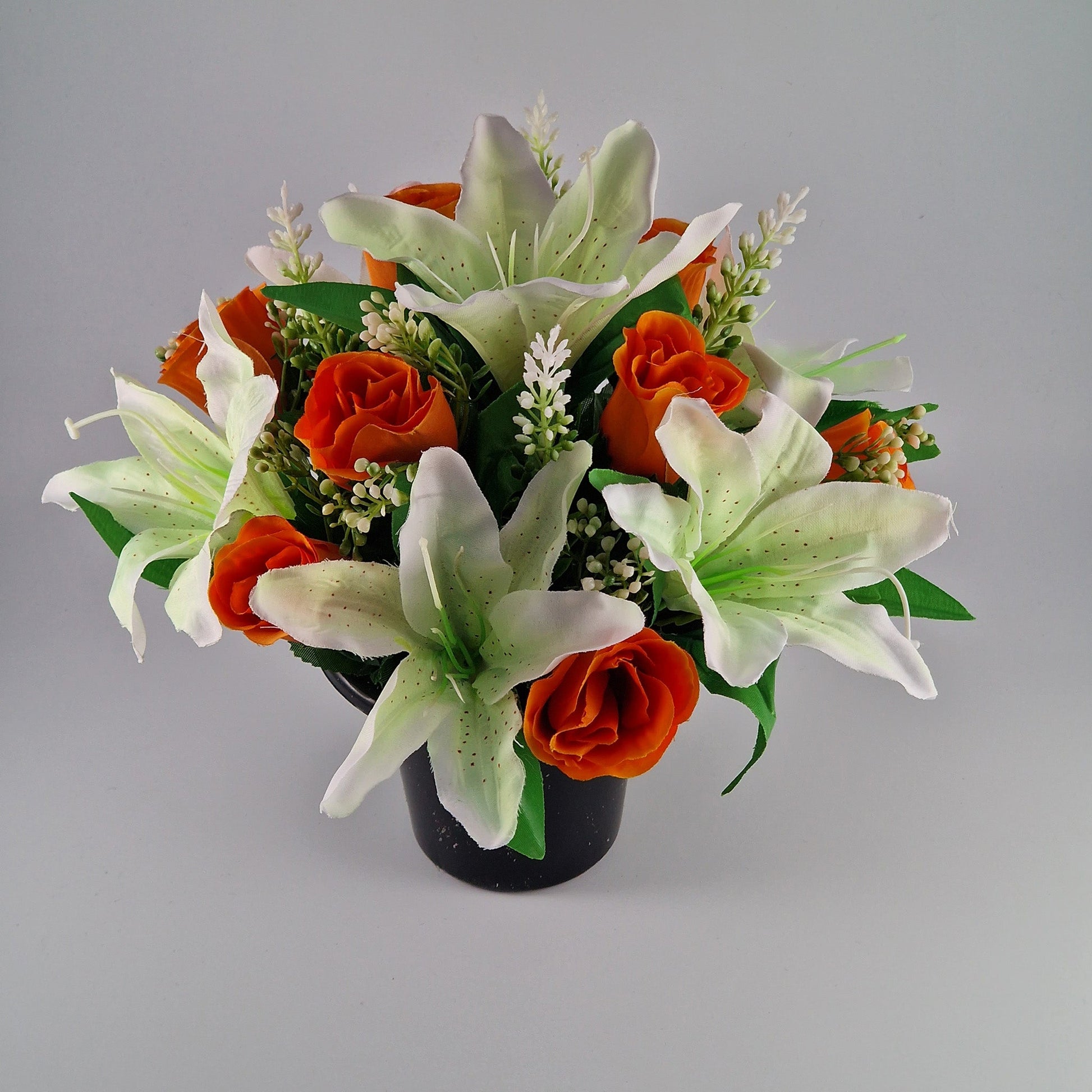 Large Rose and Lily Memorial Pot in 8 Different Colours - Amor Flowers