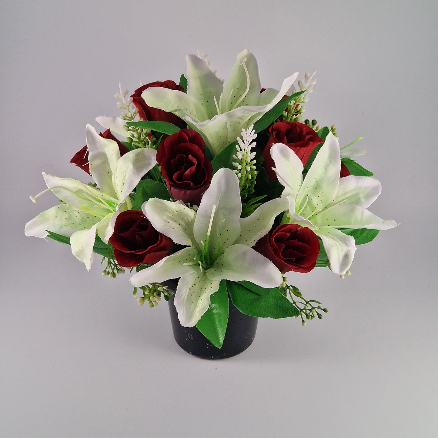 Large Rose and Lily Memorial Pot in 8 Different Colours - Amor Flowers