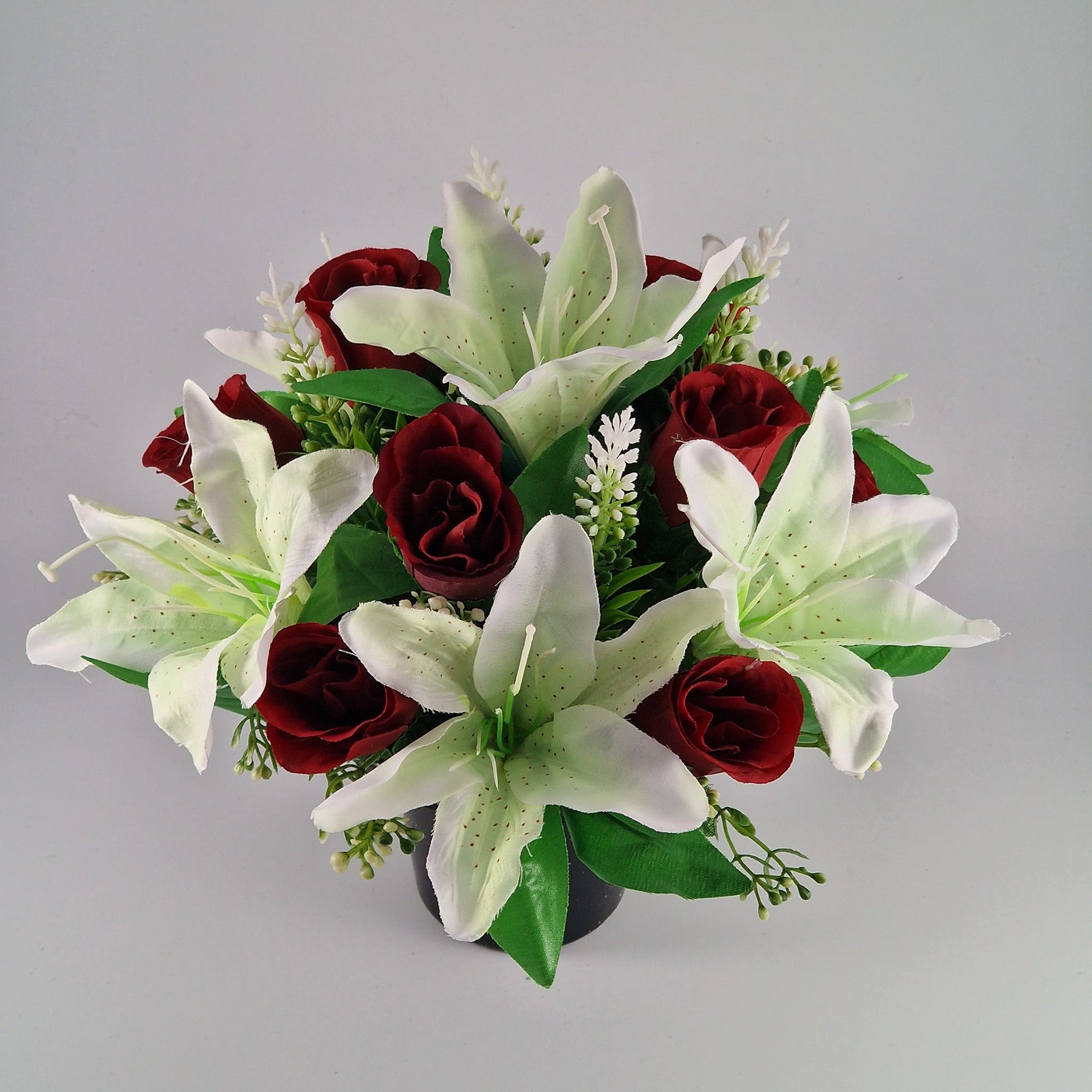 Large Rose and Lily Memorial Pot in 8 Different Colours - Amor Flowers