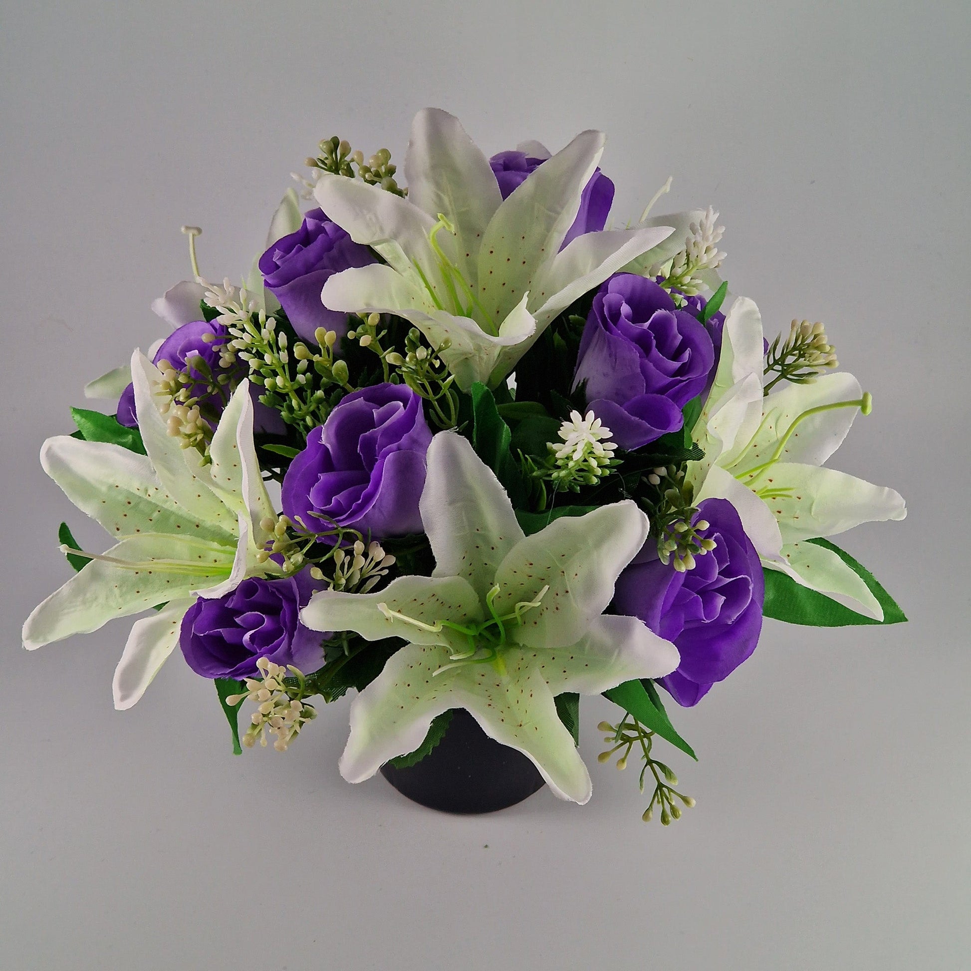 Large Rose and Lily Memorial Pot in 8 Different Colours - Amor Flowers