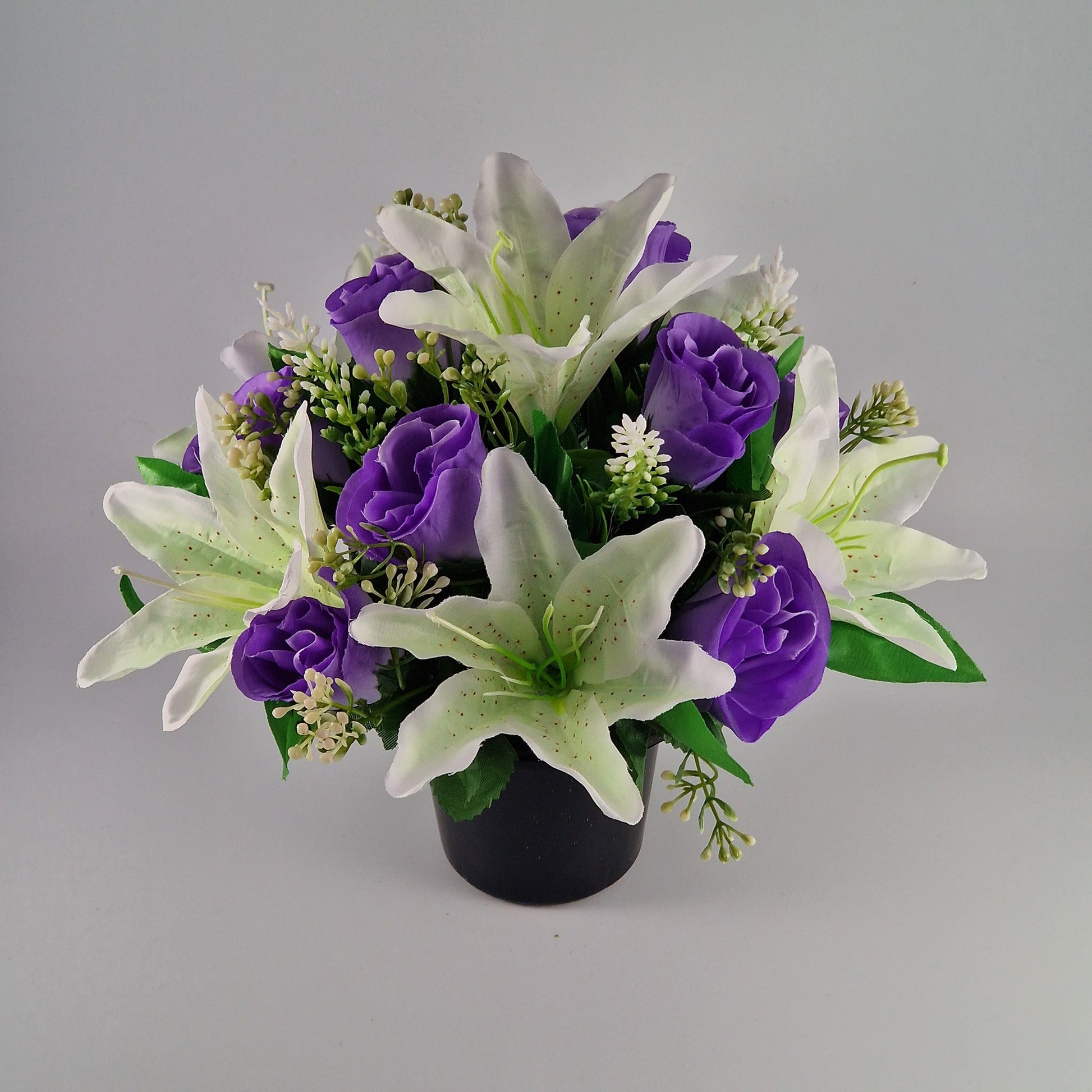 Large Rose and Lily Memorial Pot in 8 Different Colours - Amor Flowers