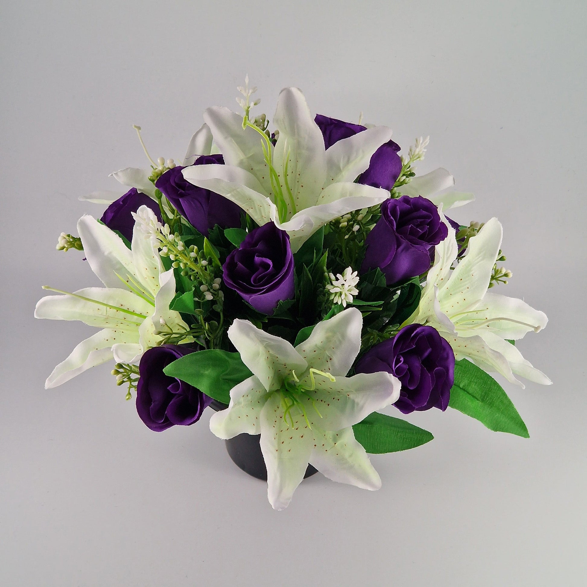 Large Rose and Lily Memorial Pot in 8 Different Colours - Amor Flowers