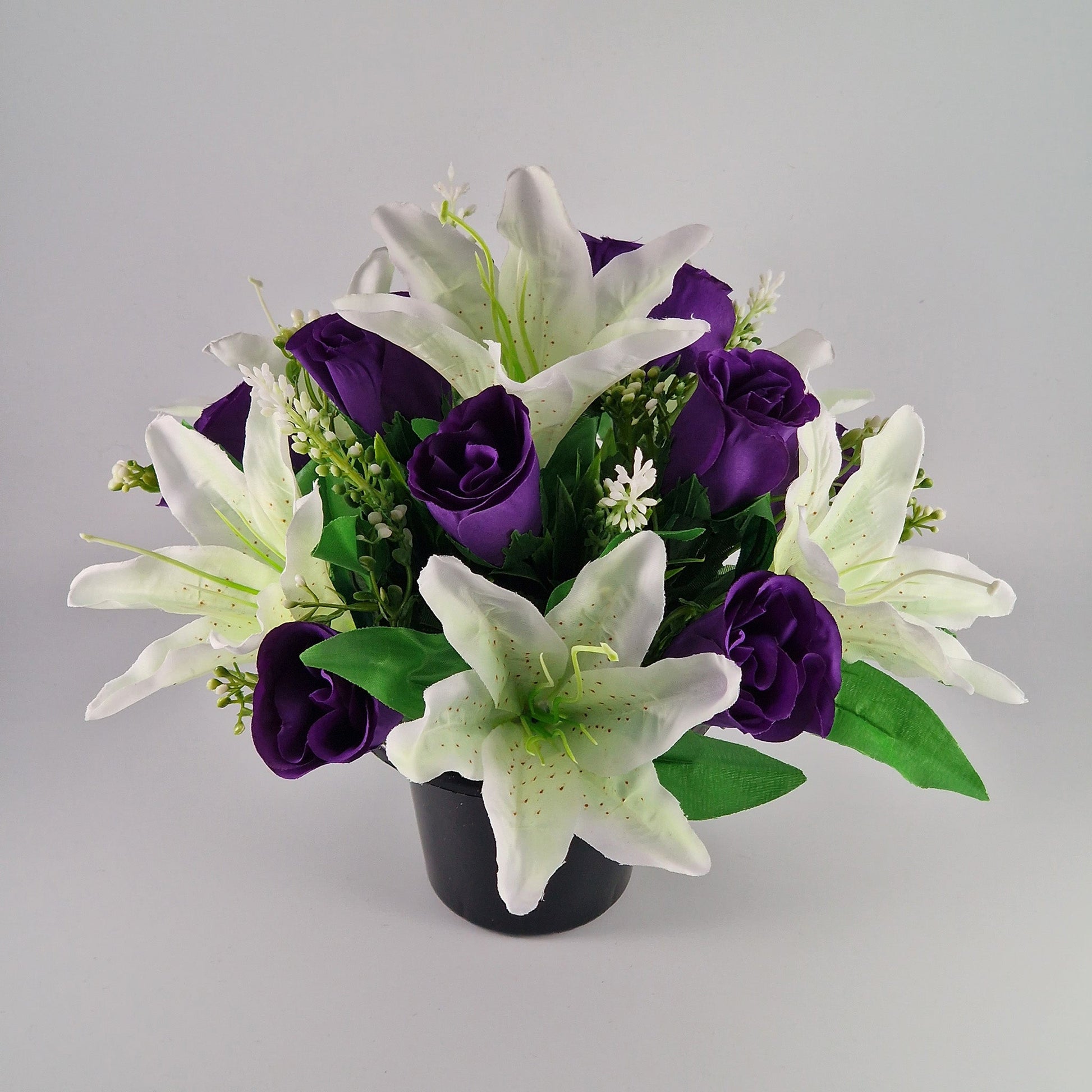 Large Rose and Lily Memorial Pot in 8 Different Colours - Amor Flowers