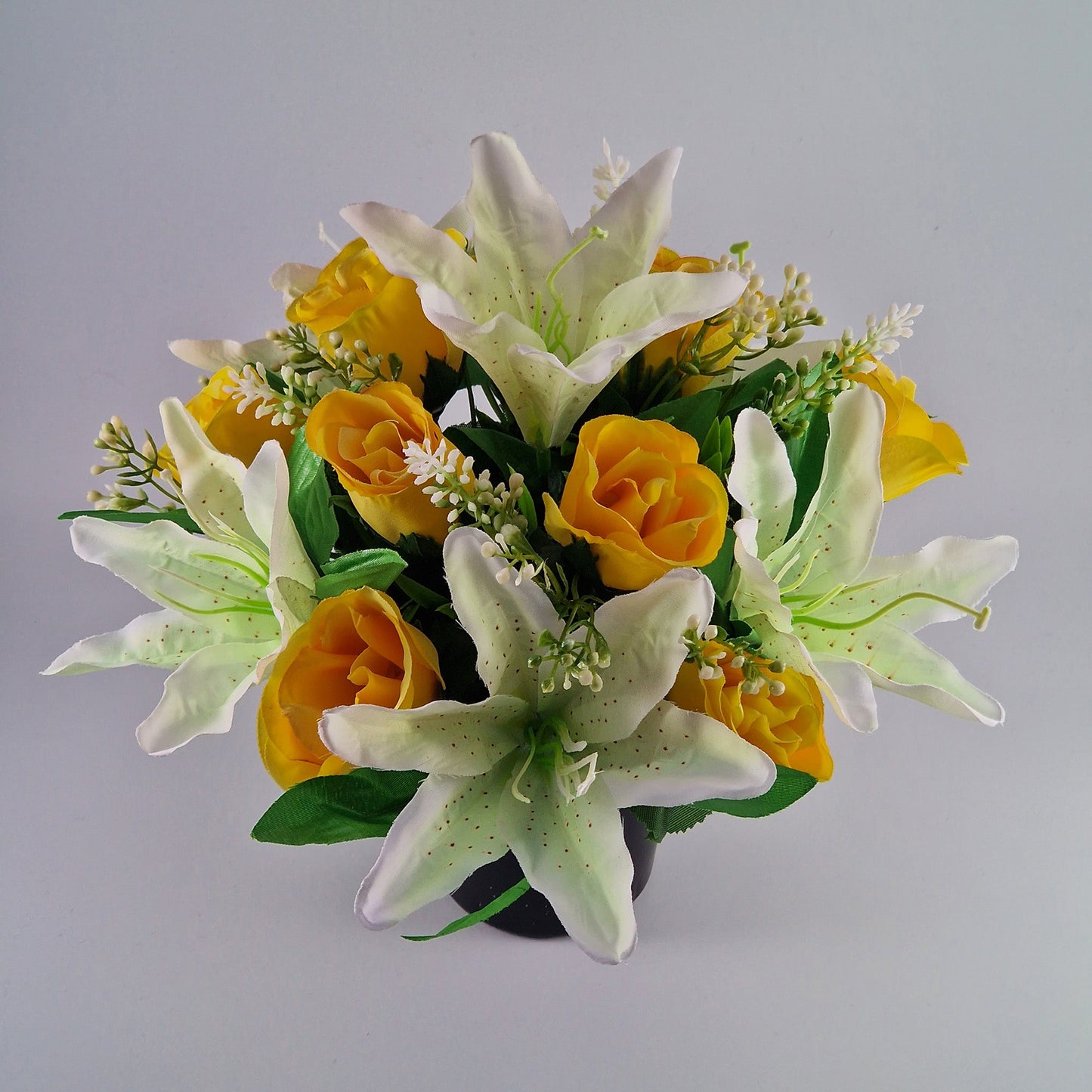 Large Rose and Lily Memorial Pot in 8 Different Colours - Amor Flowers