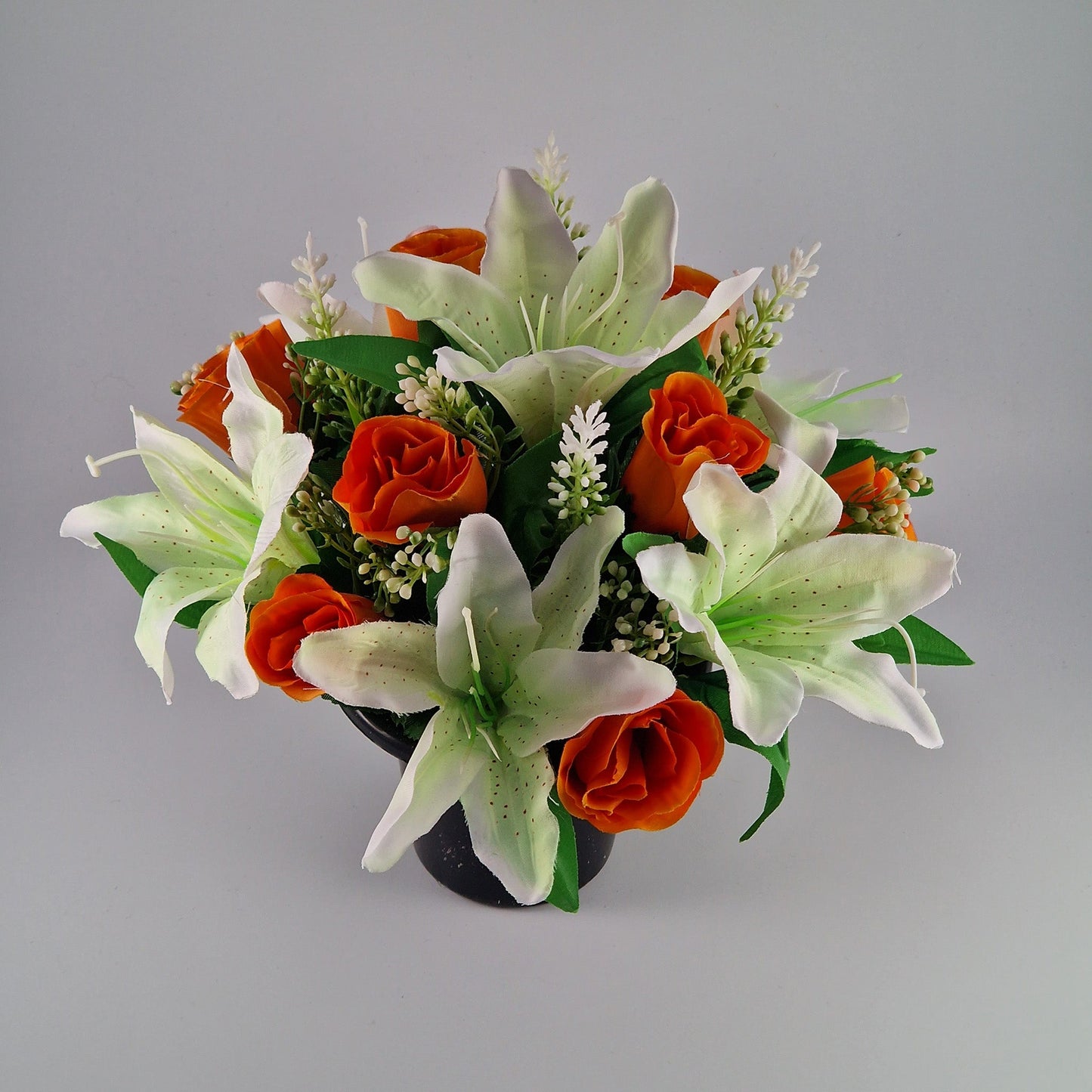 Large Rose and Lily Memorial Pot in 8 Different Colours - Amor Flowers
