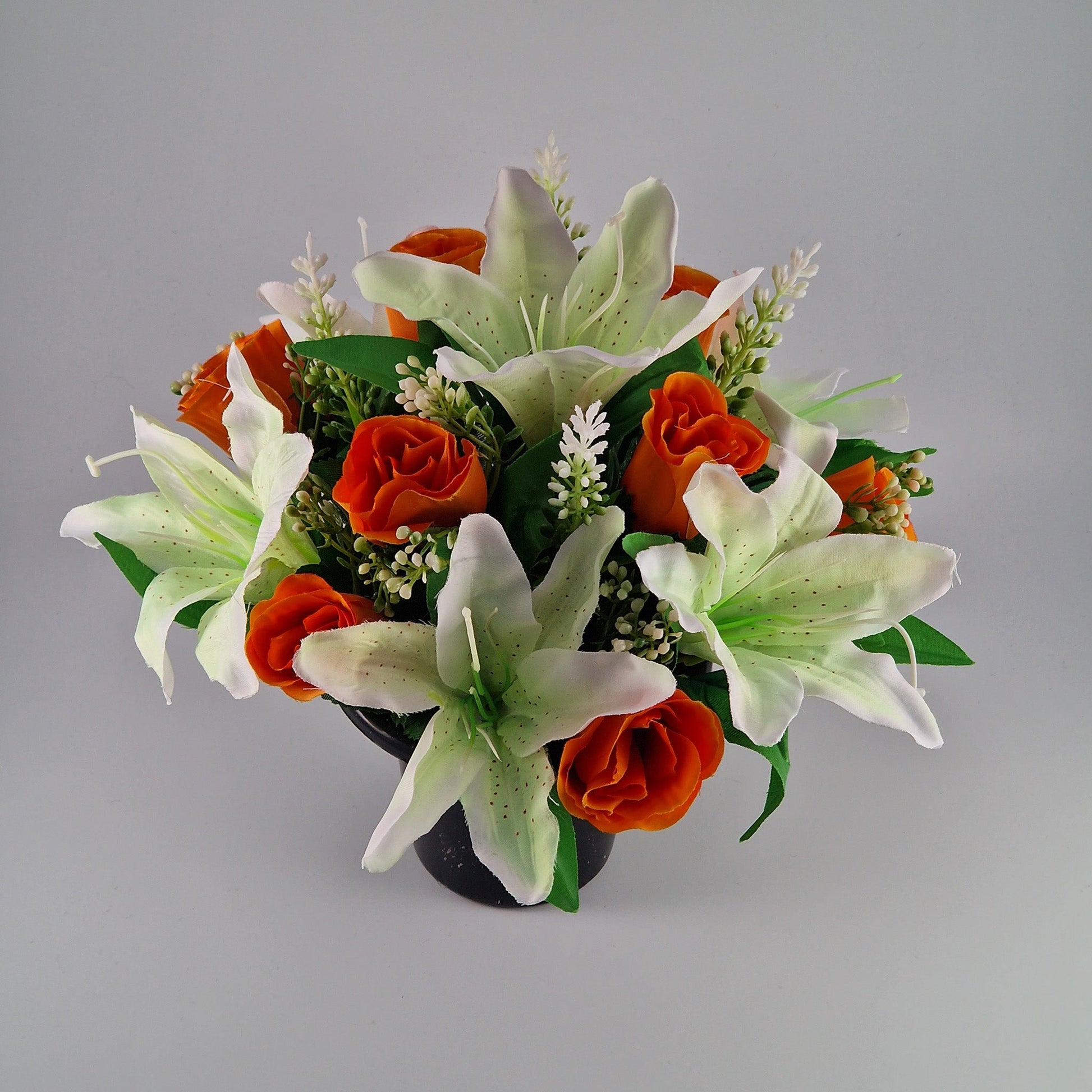 Large Rose and Lily Memorial Pot in 8 Different Colours - Amor Flowers