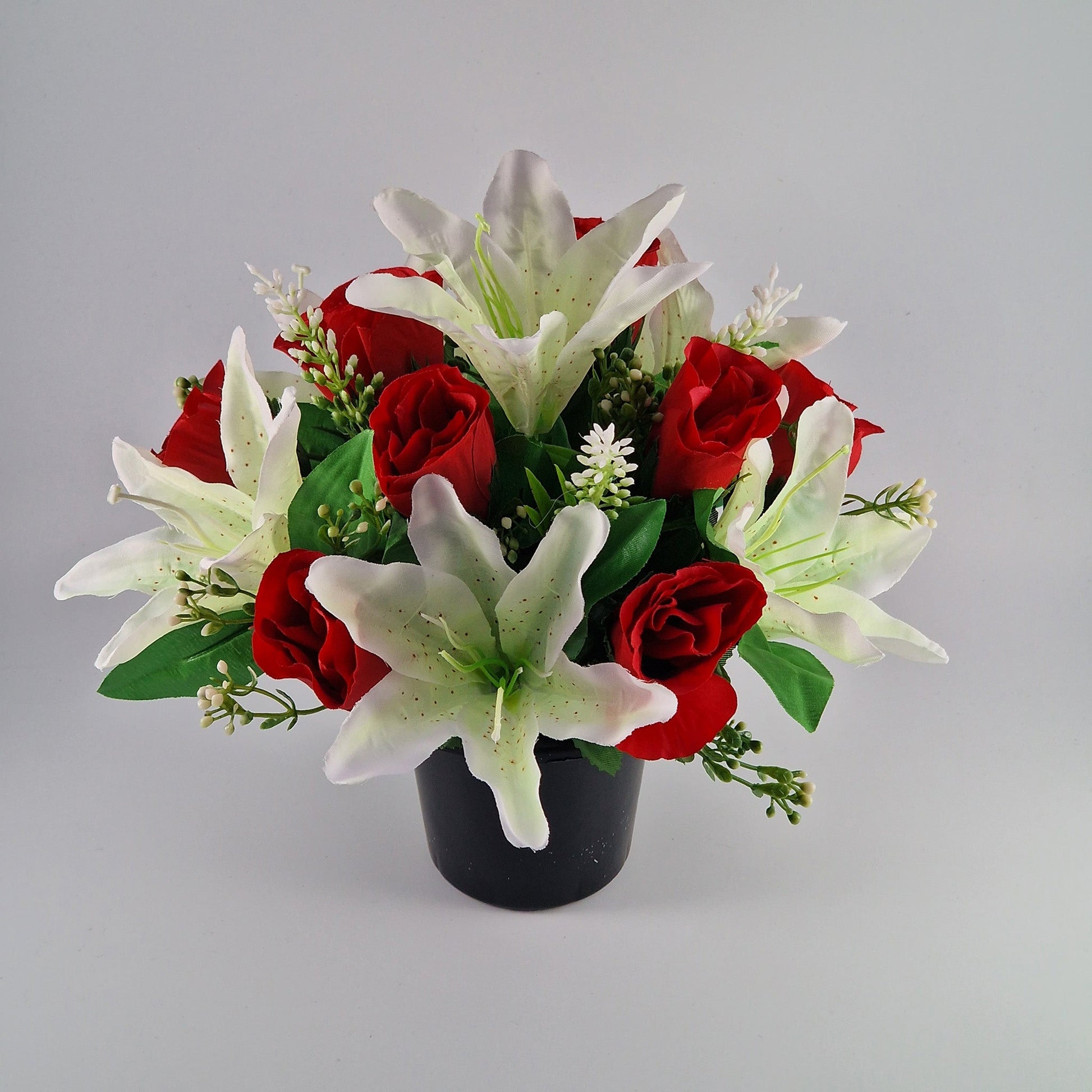 Large Rose and Lily Memorial Pot in 8 Different Colours - Amor Flowers