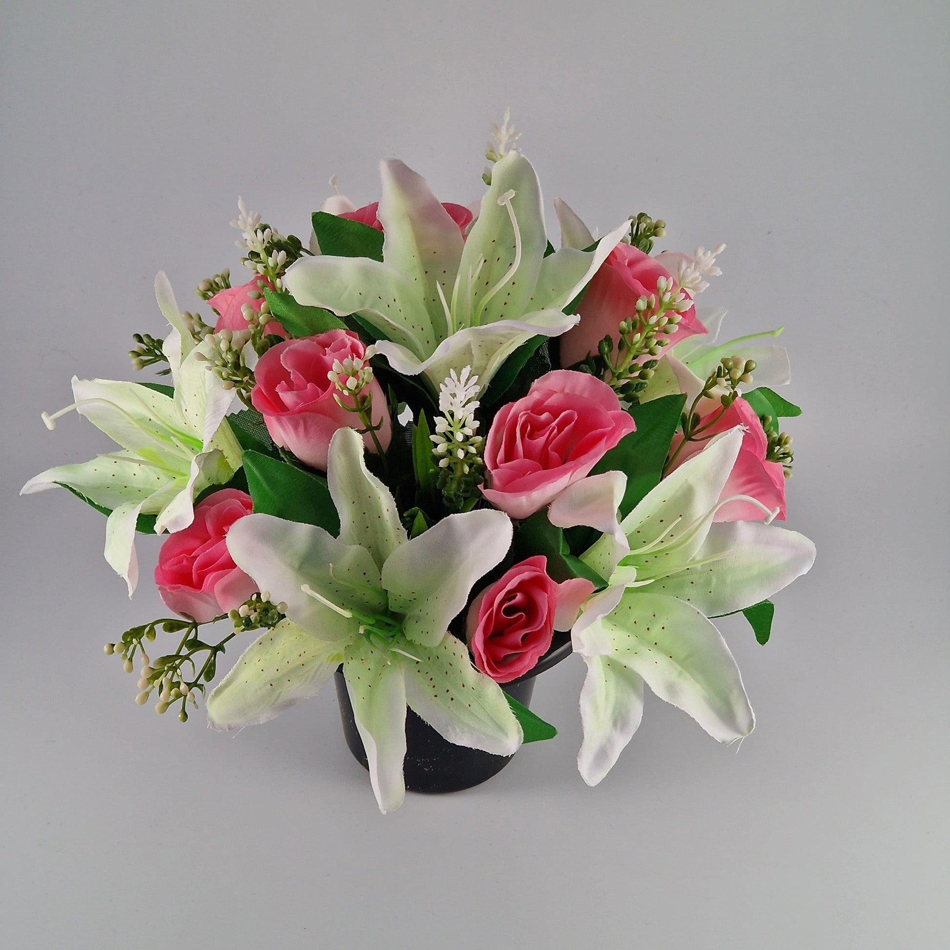 Large Rose and Lily Memorial Pot in 8 Different Colours - Amor Flowers